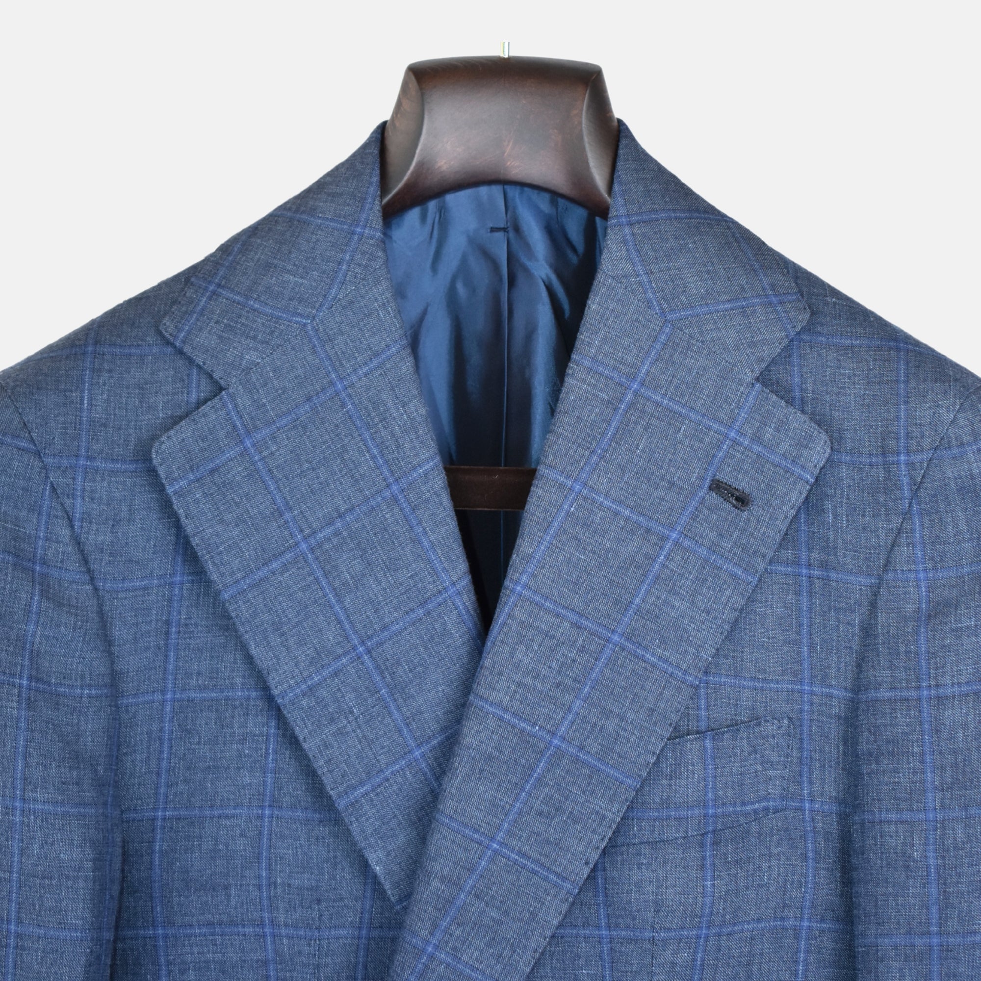 Blue Checkered Blazer made of Linen/Silk (EU 50)