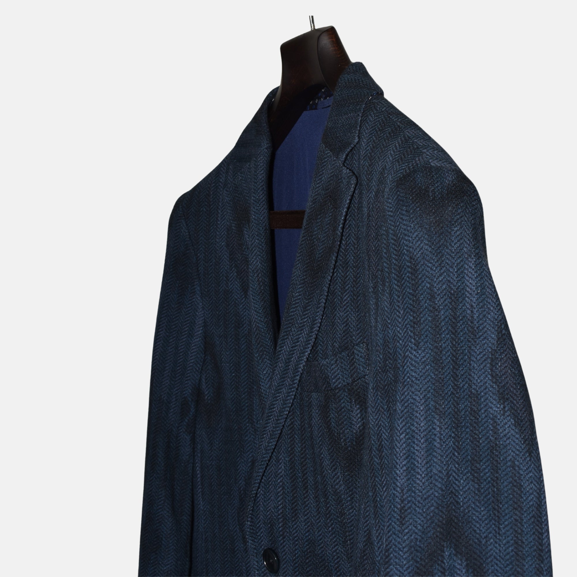 Blue Herringbone Patterned Blazer made of Cotton/Polyamide/Elastane (EU 50)