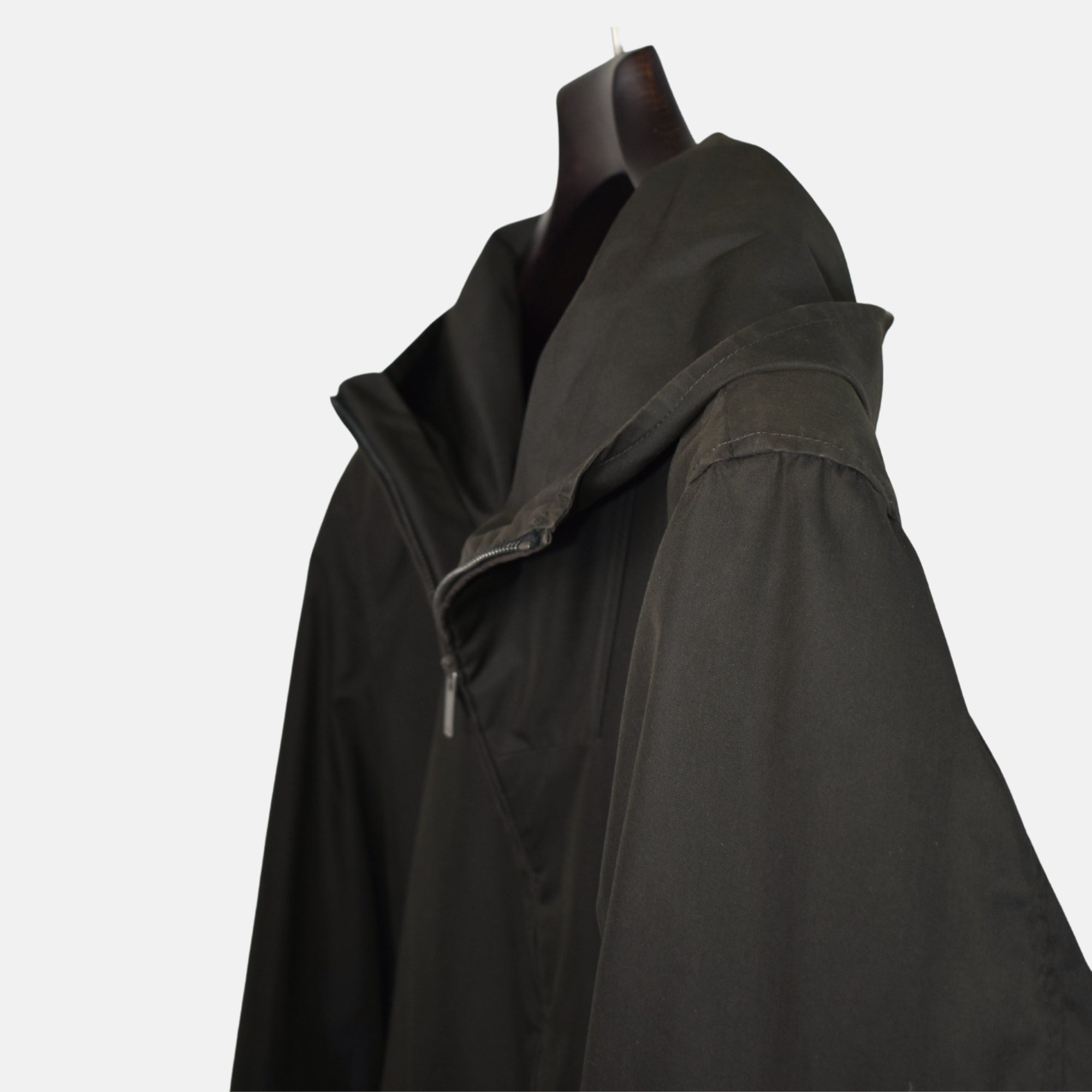 Dark Olive Hooded Jacket made of Cotton/Polyamide (EU 48)