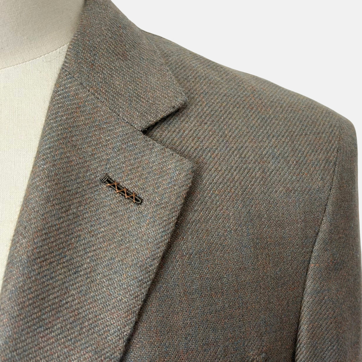 Blue-Grey/Brown-Patterned Blazer made of Cashmere/Linen/Silk (EU 48)