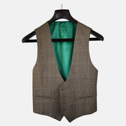 Brown-Green Glencheck Vest made of Wool (EU 46)