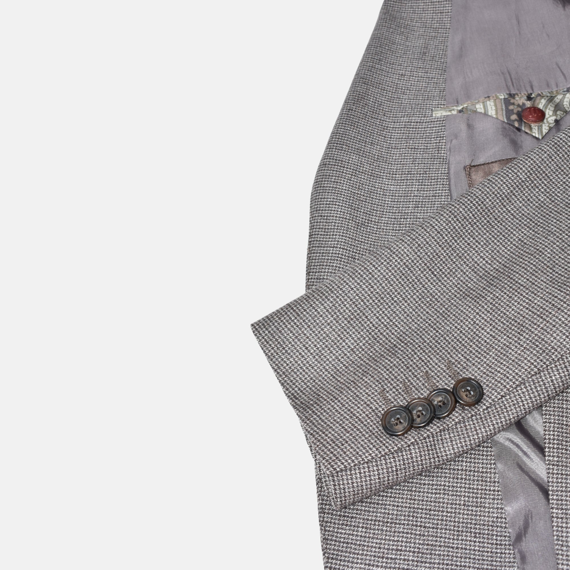 Brown-Gray Checkered Suit made of Wool ( EU 48)