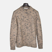 Beige-Black Patterned Sweater made of Wool/Mohair (L)