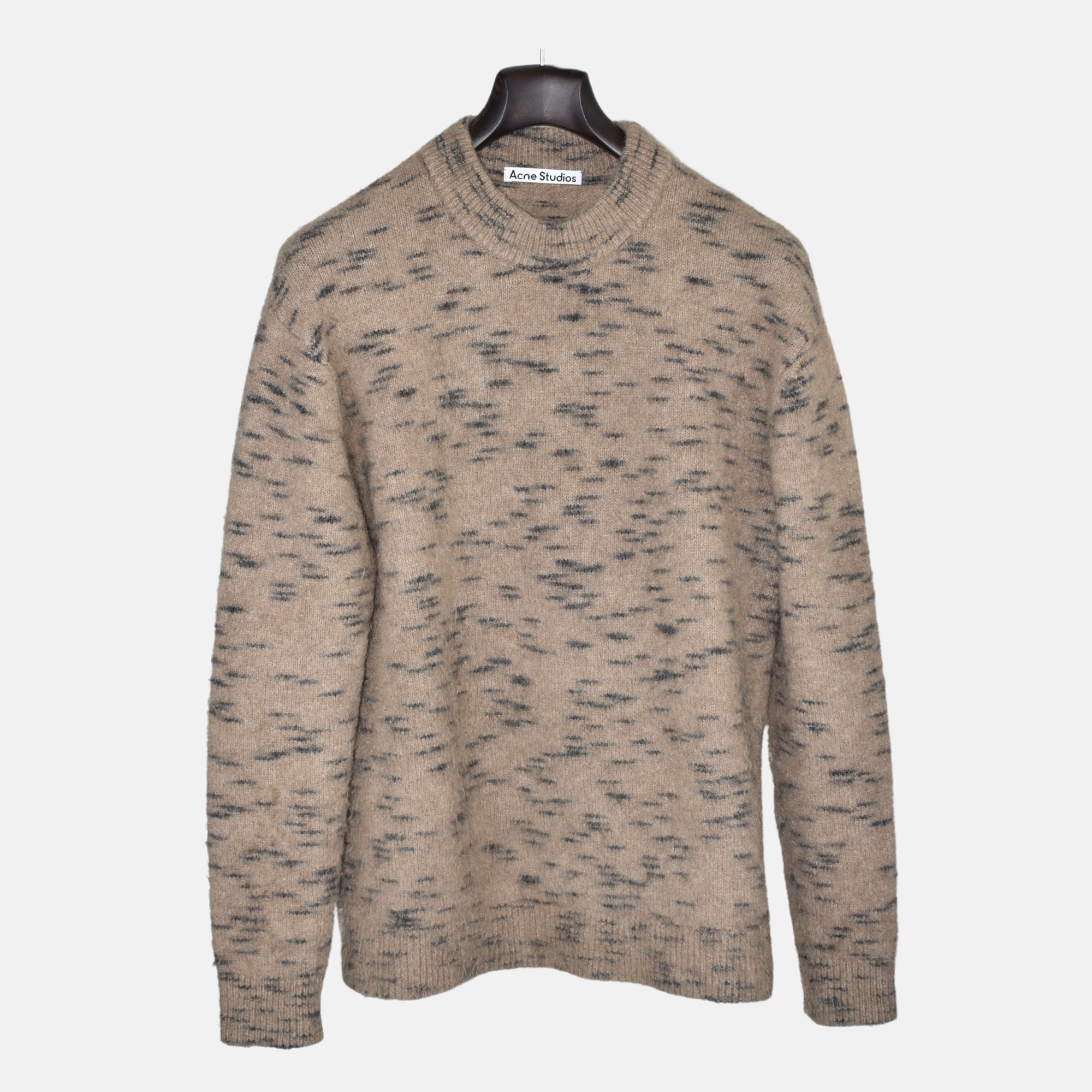Beige-Black Patterned Sweater made of Wool/Mohair (L)