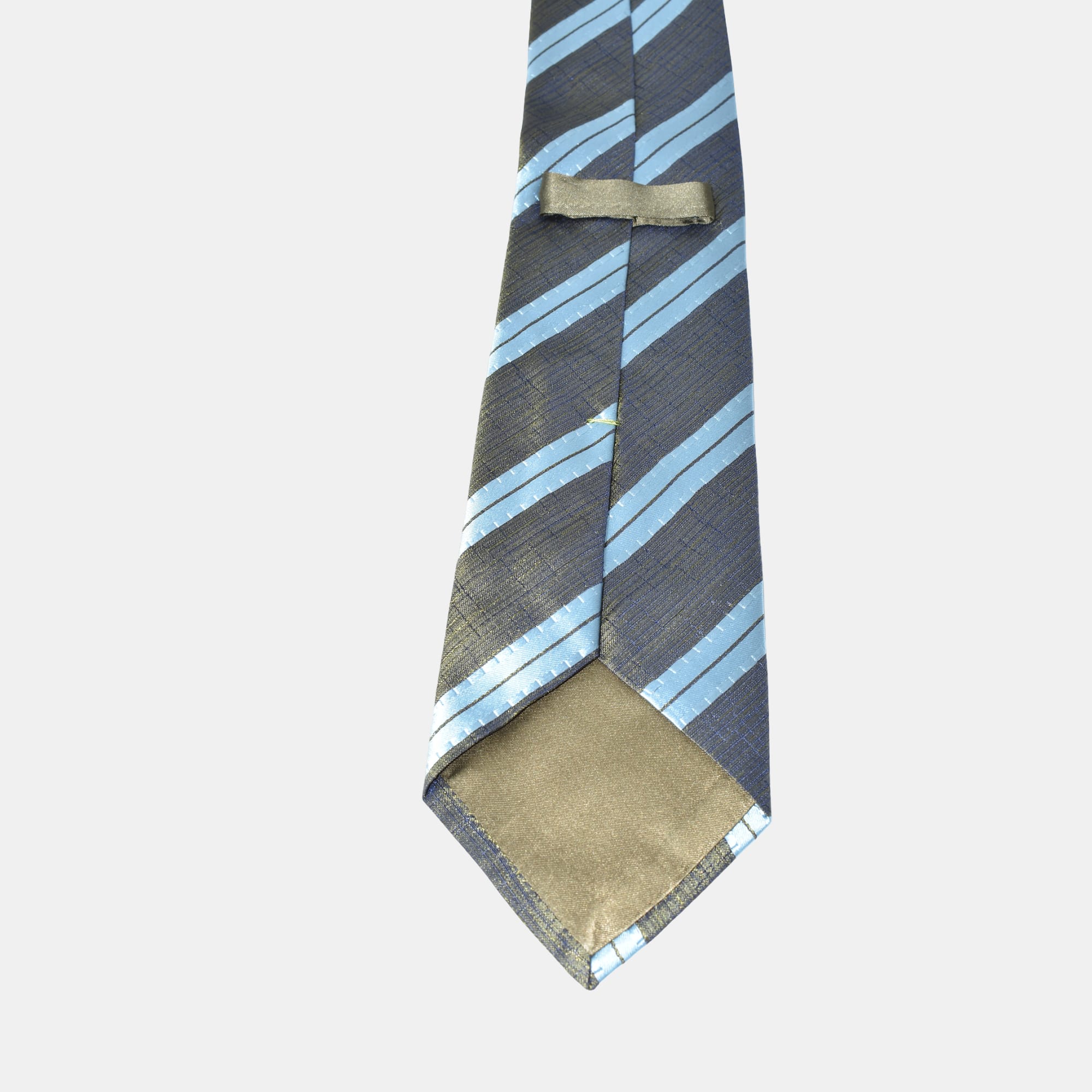 Blue-Khaki Striped Tie made of Silk