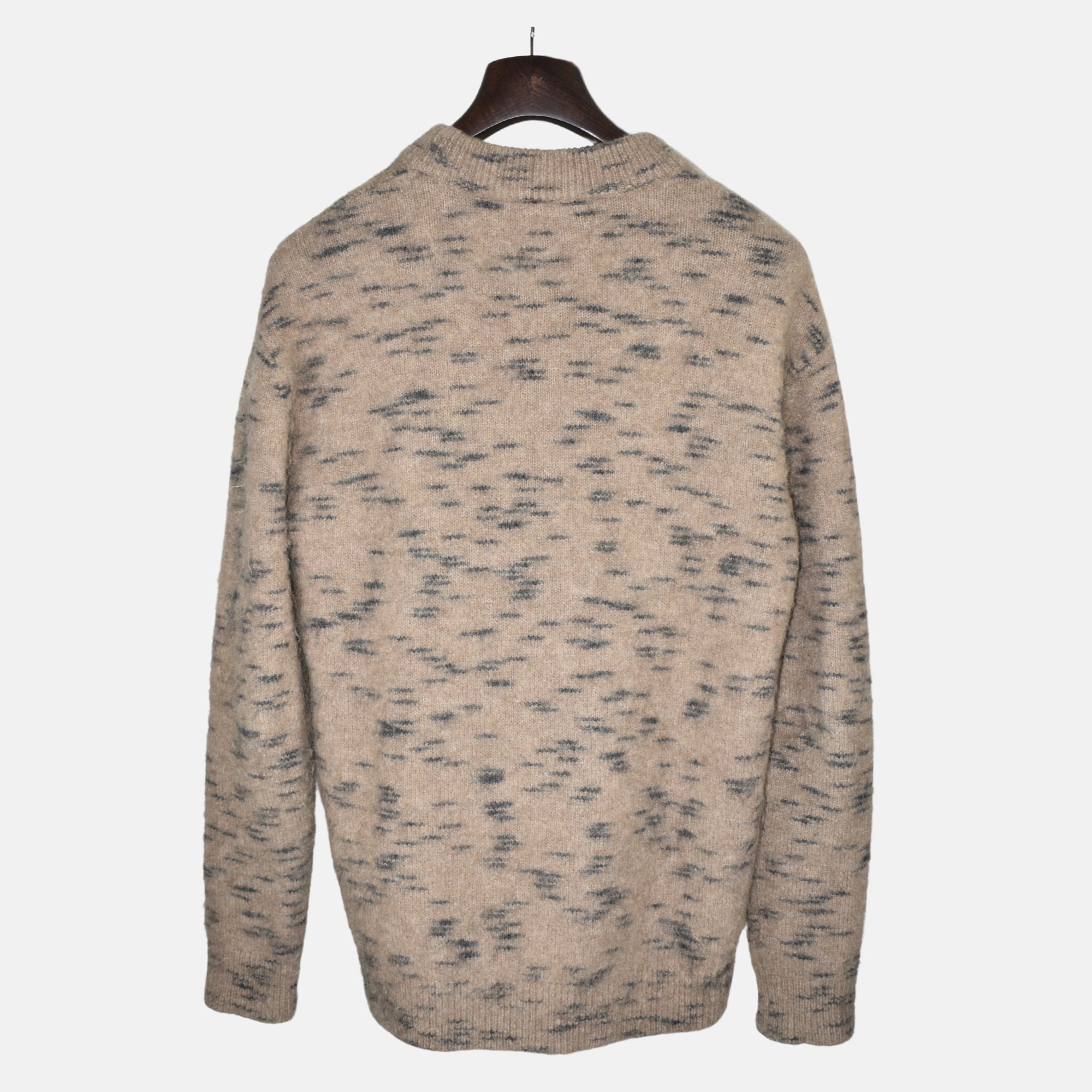 Beige-Black Patterned Sweater made of Wool/Mohair (L)