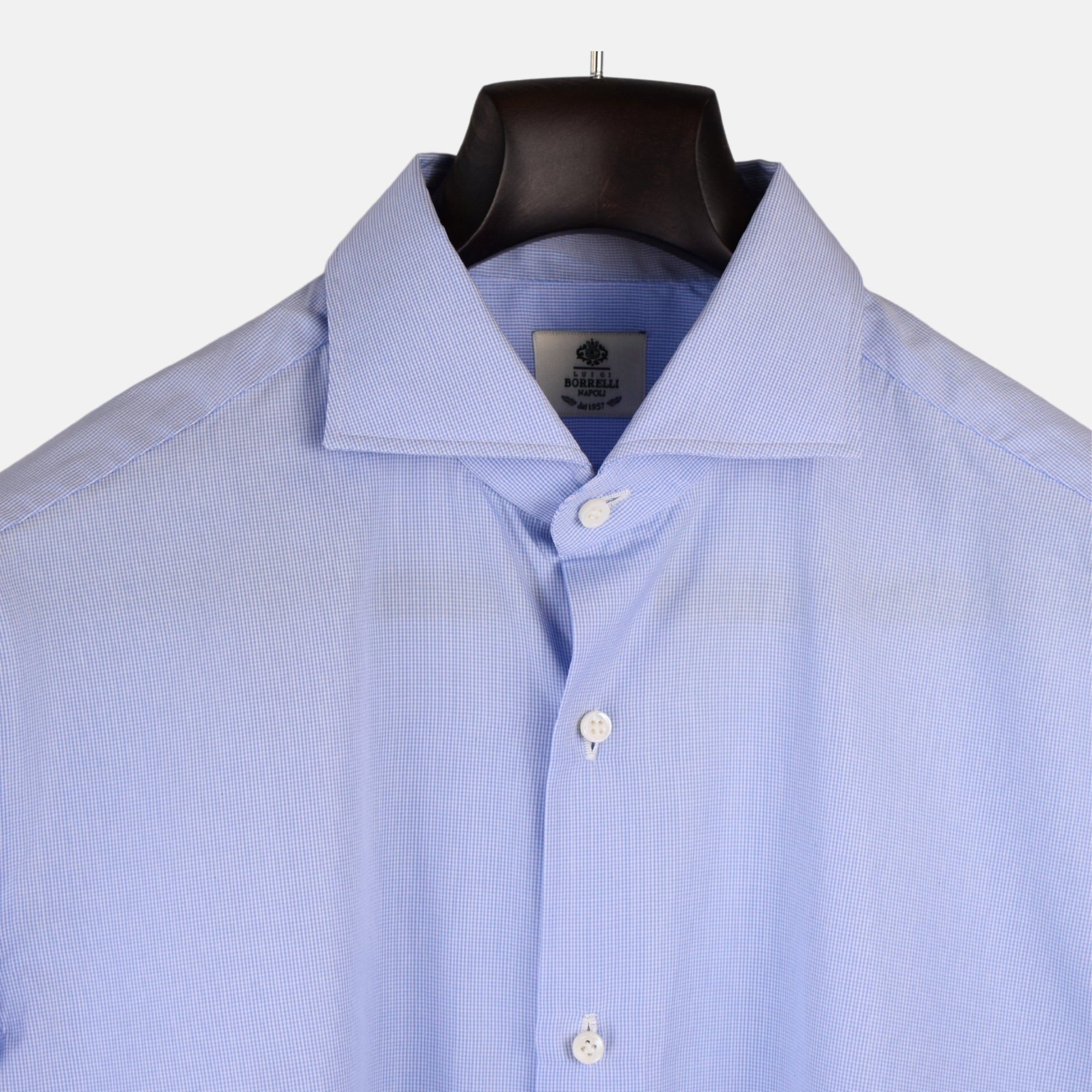Blue-White Checkered Shirt made Cotton (EU 42)