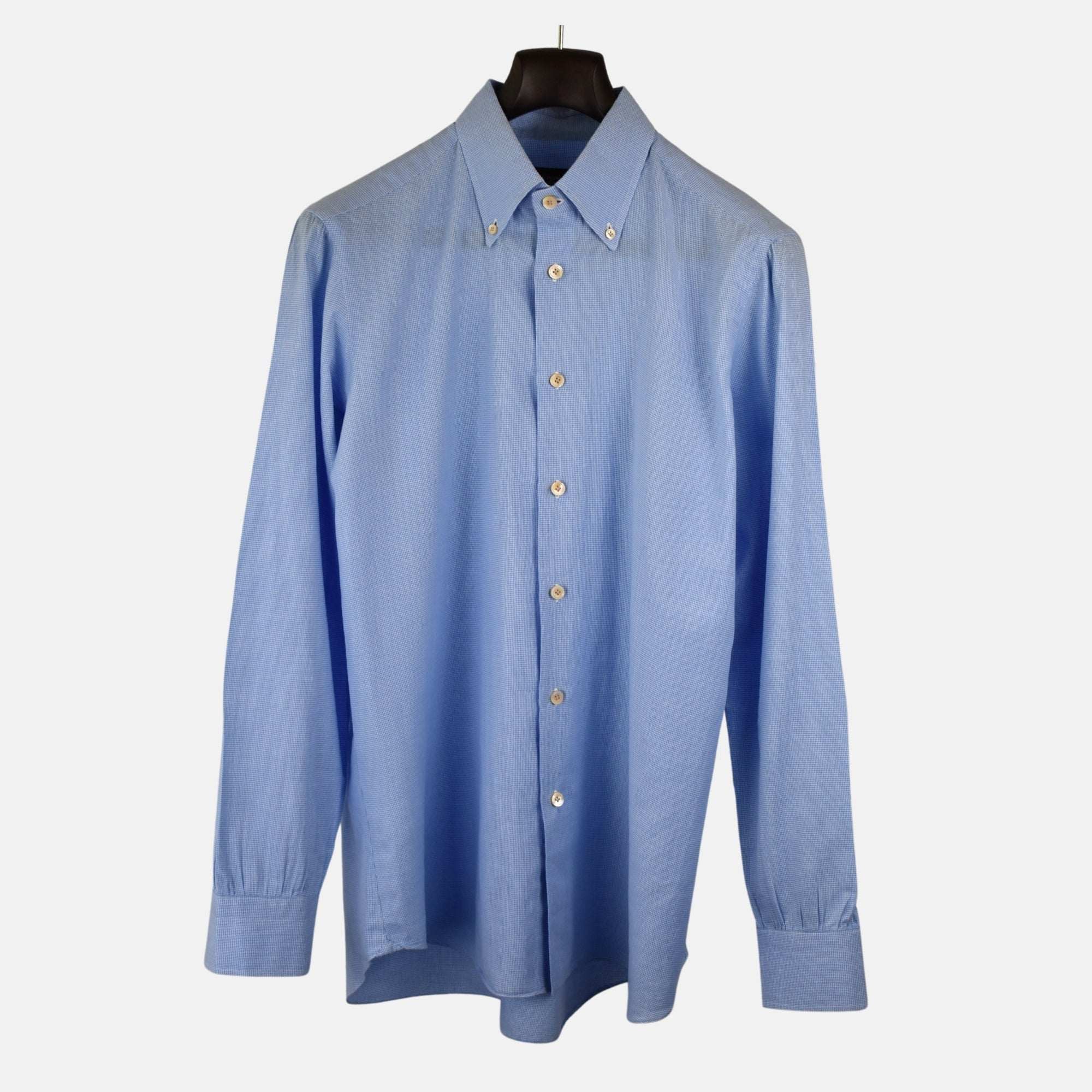Blue-White Houndstooth Patterned Shirt made of Cotton (EU 42)