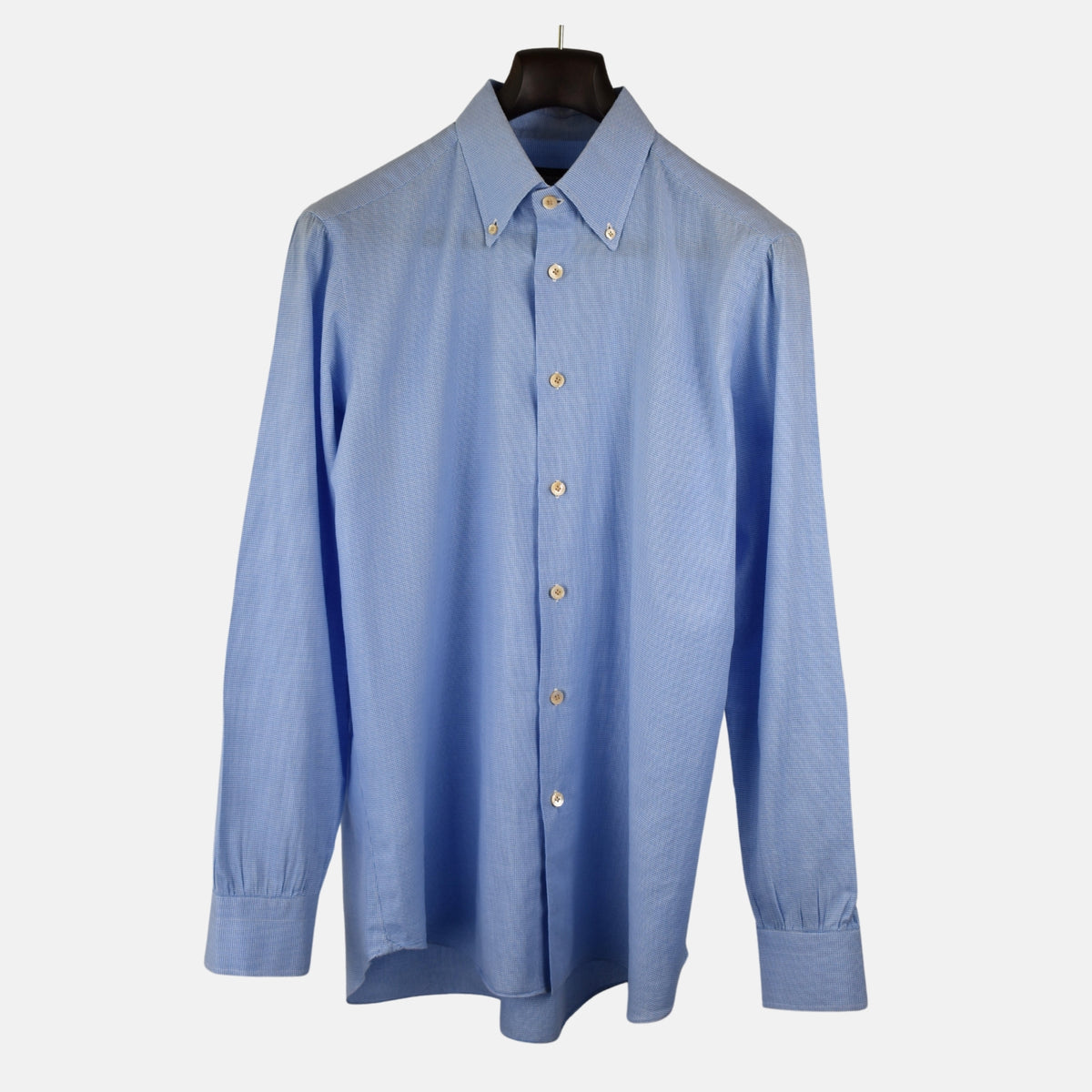 Blue-White Houndstooth Patterned Shirt made of Cotton (EU 42)