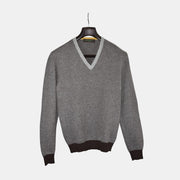 Brown/Gray Herringbone Sweater made of Cashmere (M)