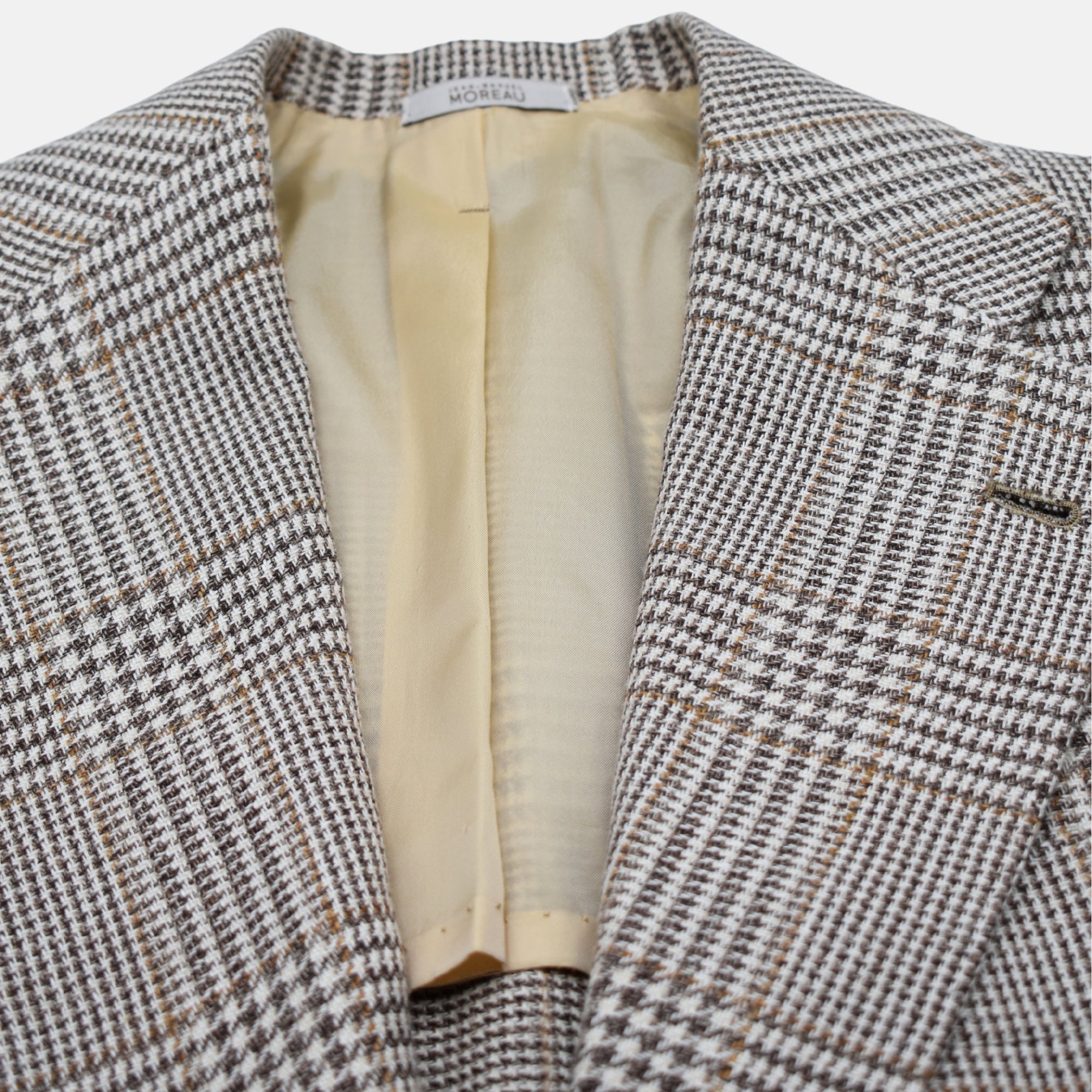 Brown-Cream Checkered Blazer made of Linen/Silk/Cotton (EU 50)