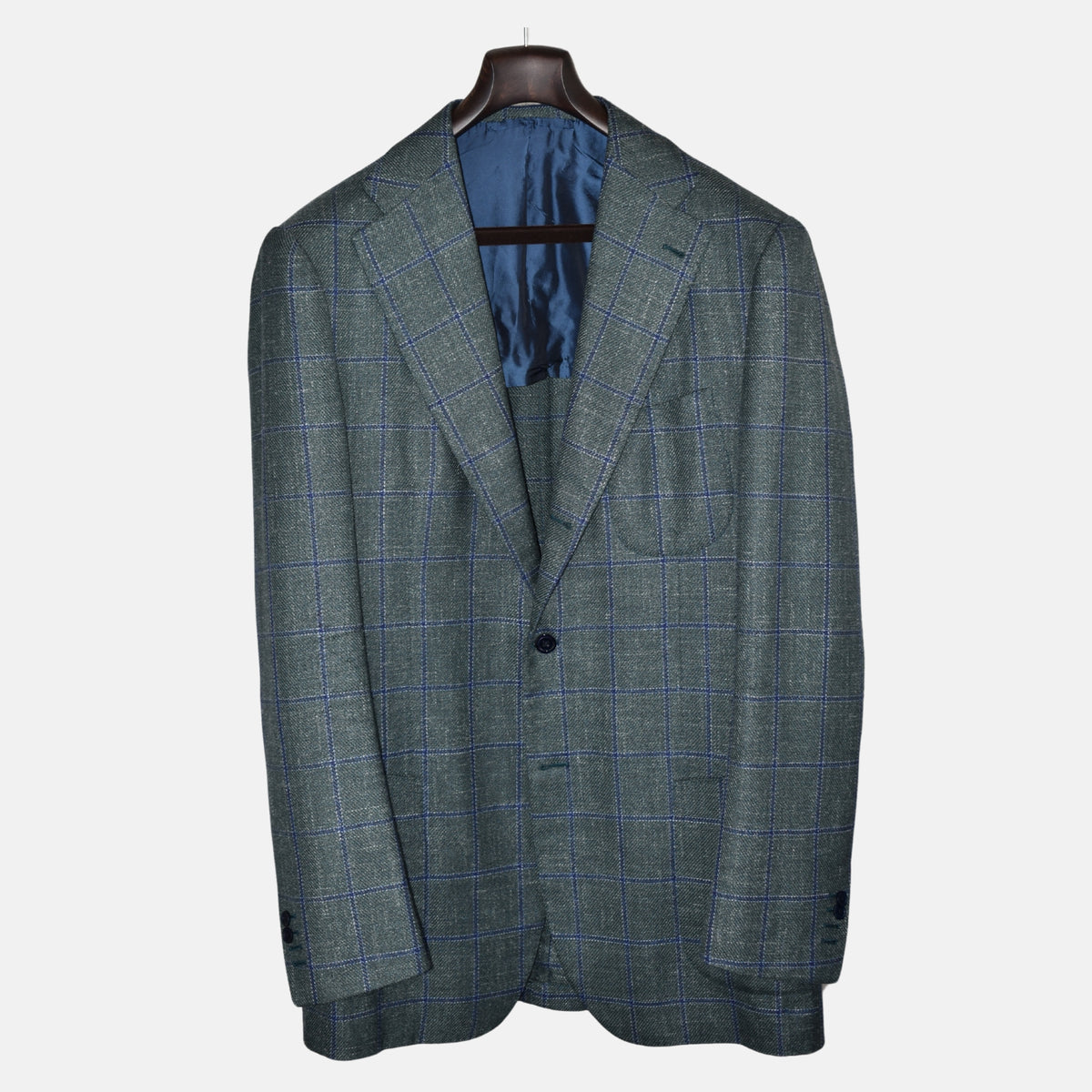 Green/Blue Checkered Blazer made of Wool (EU 52L)