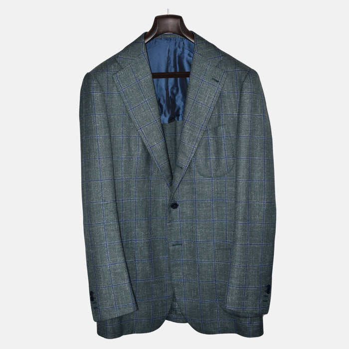 Green/Blue Checkered Blazer made of Wool (EU 52L)