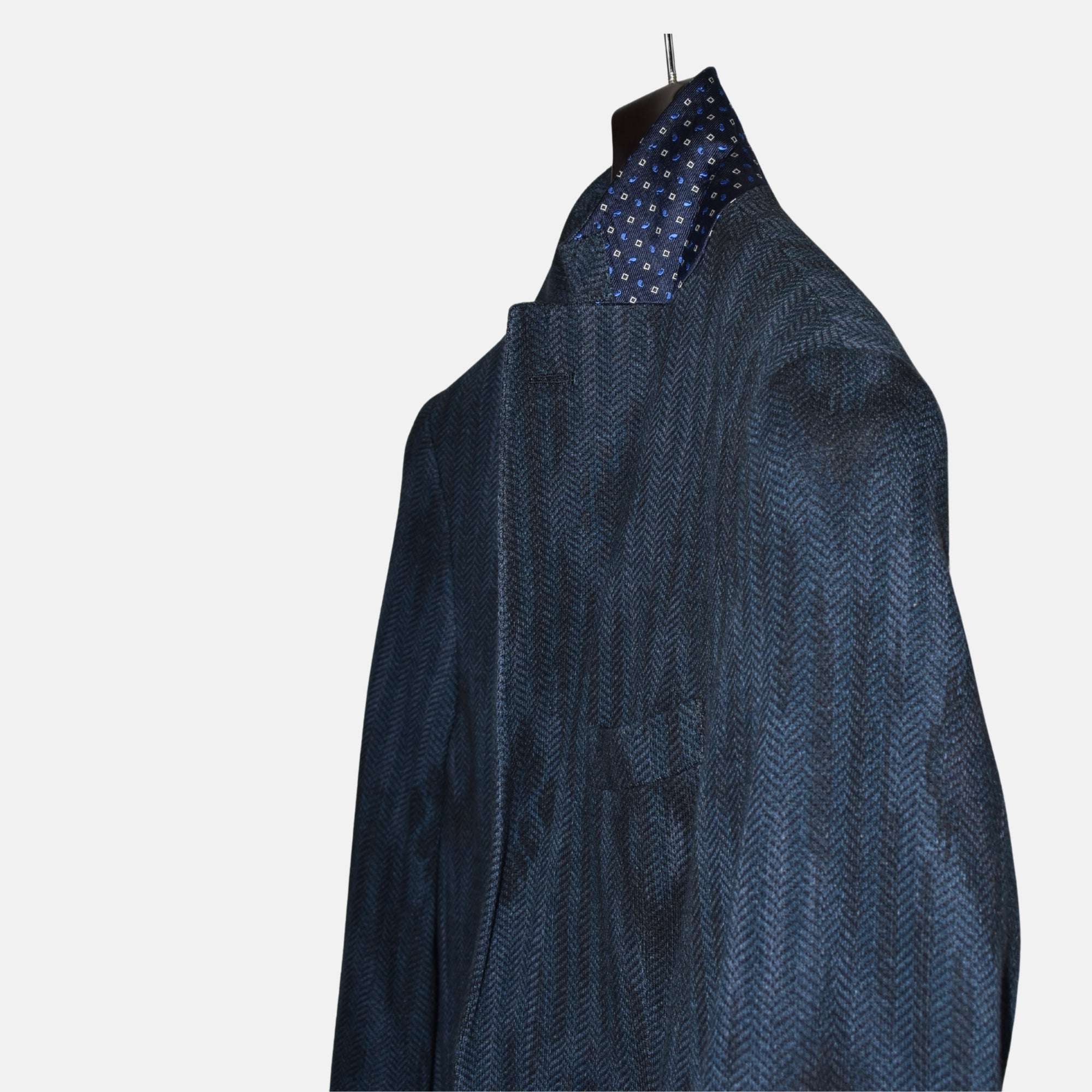 Blue Herringbone Patterned Blazer made of Cotton/Polyamide/Elastane (EU 50)