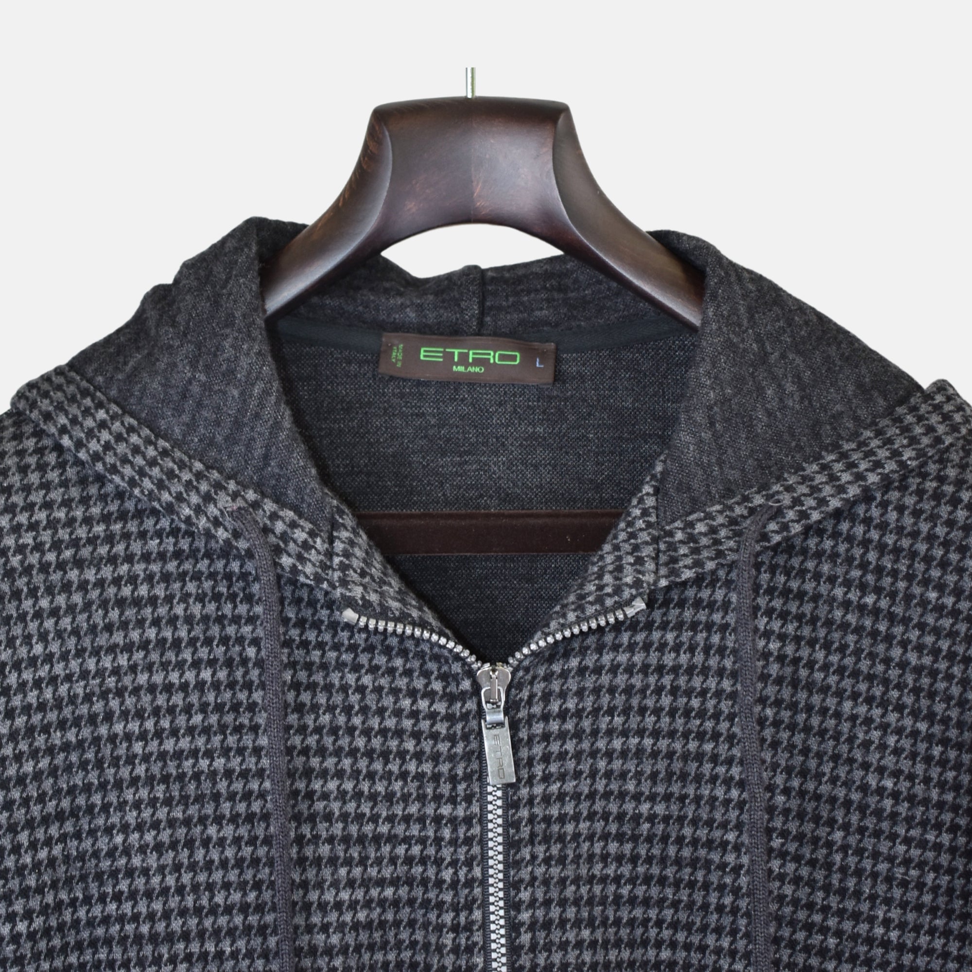 Multicoloured Hooded Jacket made of Wool (L)