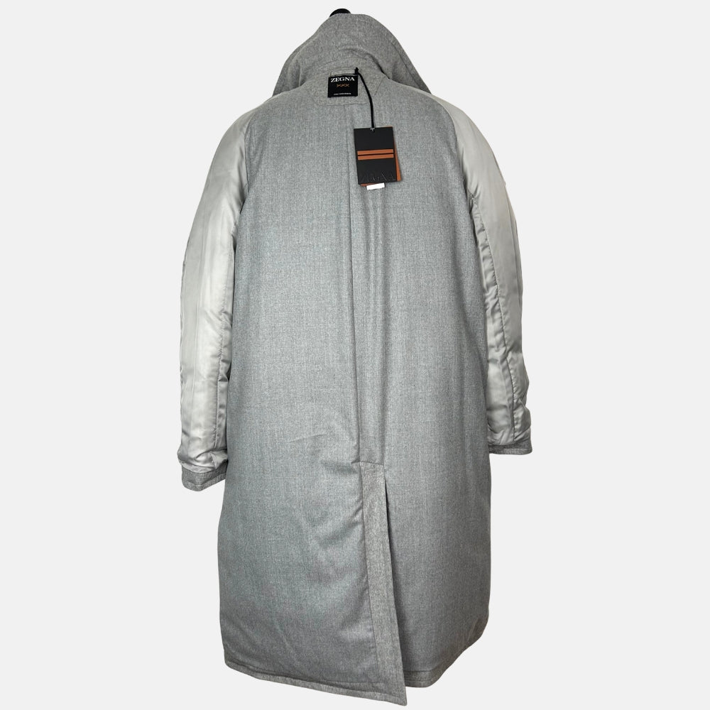 Gray Down Coat made of Cashmere (EU 52)