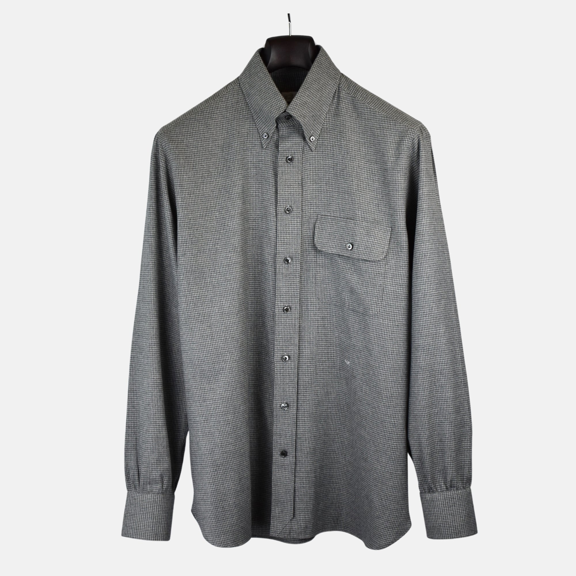 Gray Houndstooth Patterned Shirt made of Cotton (EU 41)