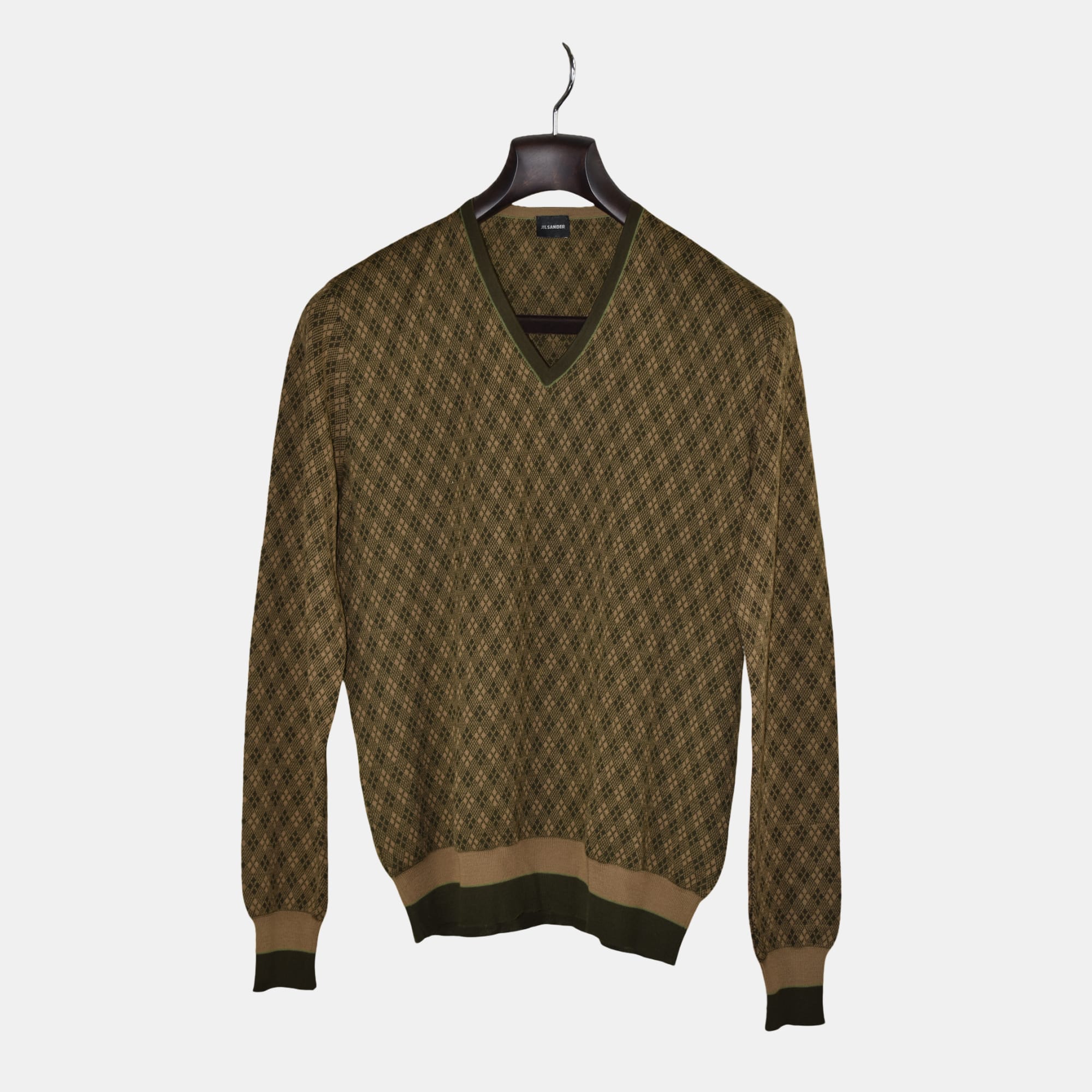 Brown Patterned Sweater made of Virgin Wool (EU 50)