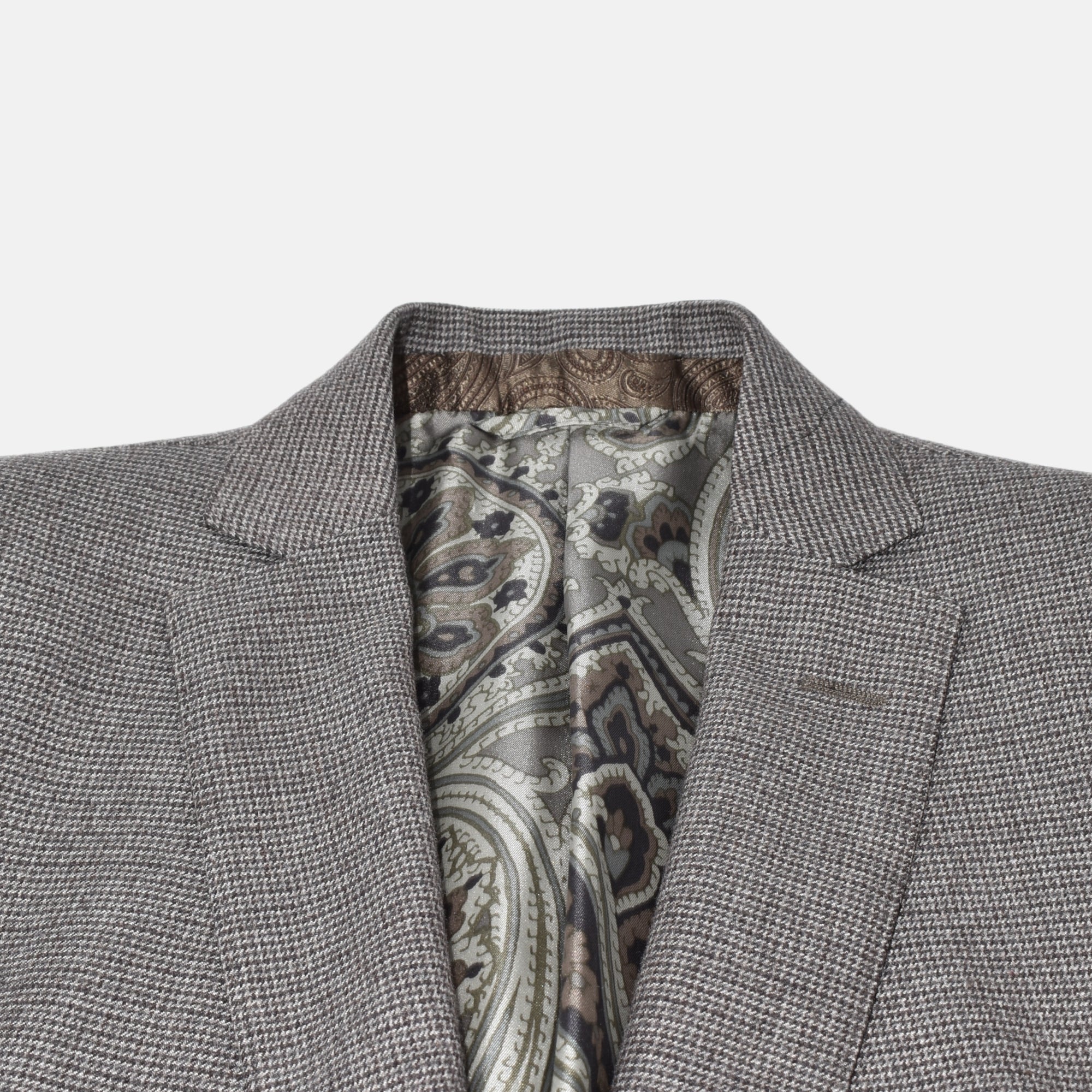 Brown-Gray Checkered Suit made of Wool ( EU 48)