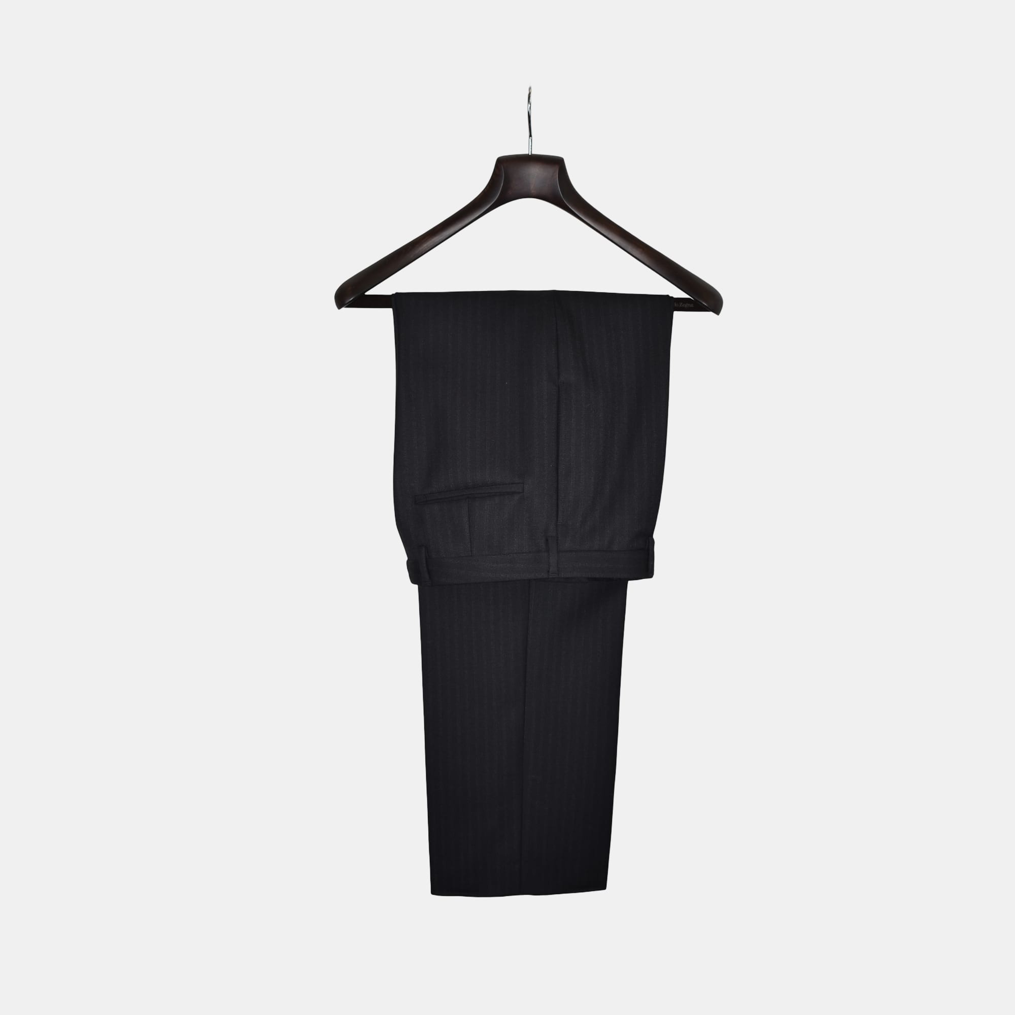 Black Striped Trousers made of Wool (EU 48)