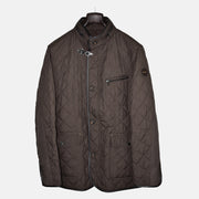 Brown Quilted Jacket made of Polyester/Leather Details (EU 52)