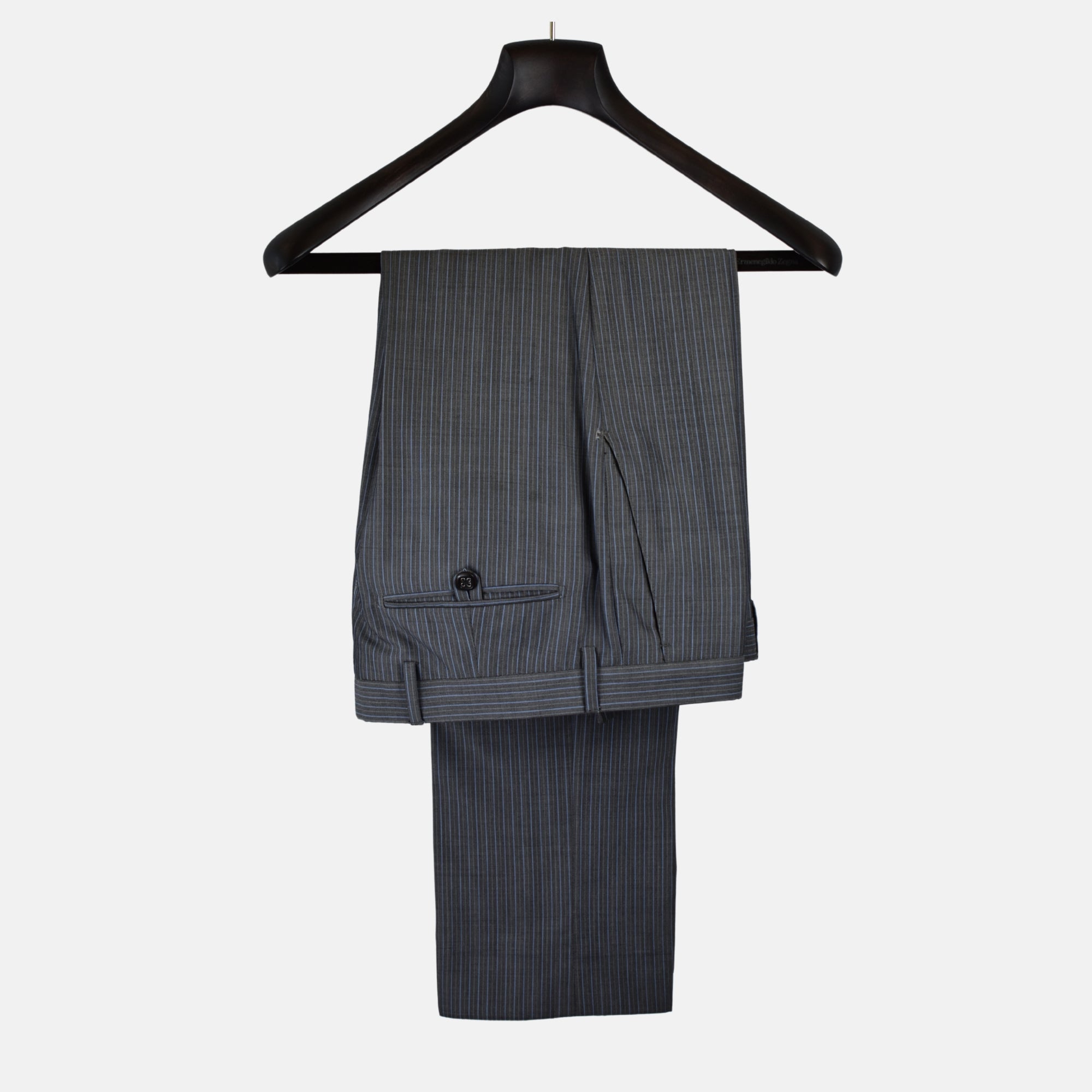 Gray/Light Blue Striped Suit made of Wool (EU 46)