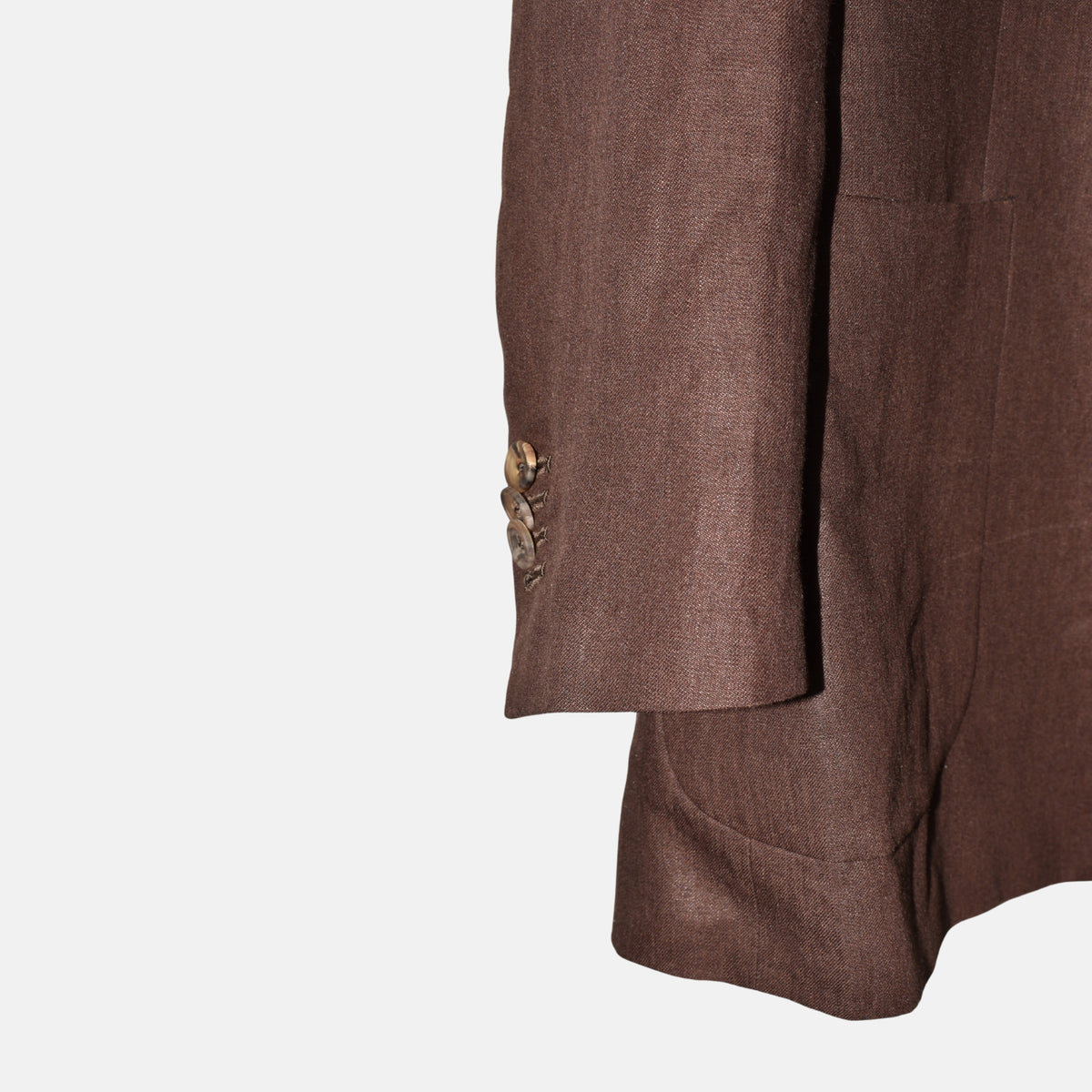 Brauner zweireihiger Blazer aus Leinen (EU 54)