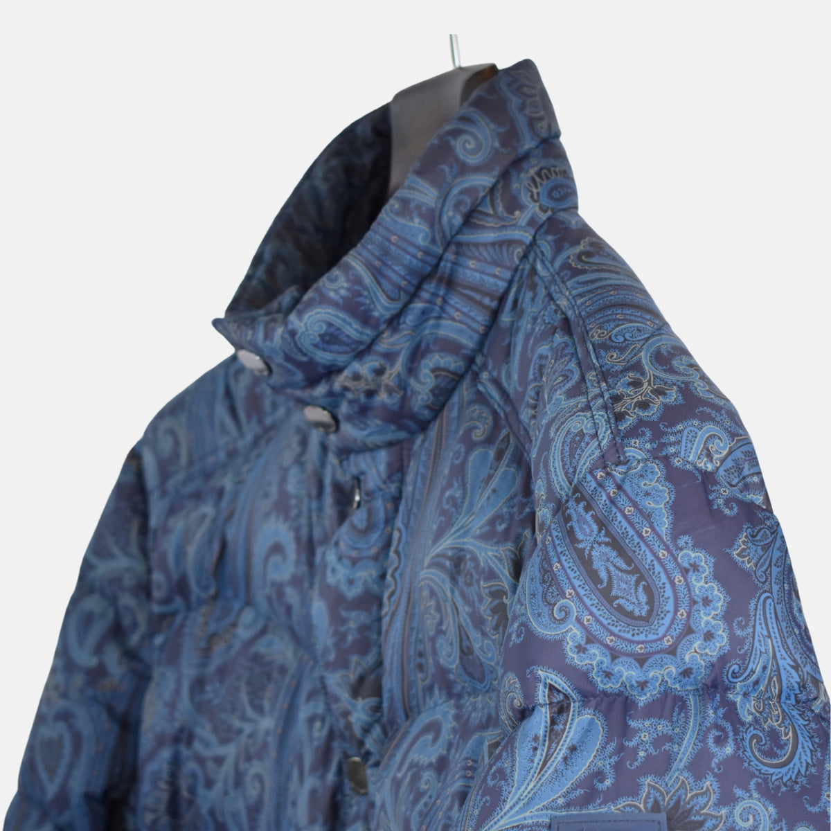 Blue Patterned Down Jacket made of Polyamide (S)