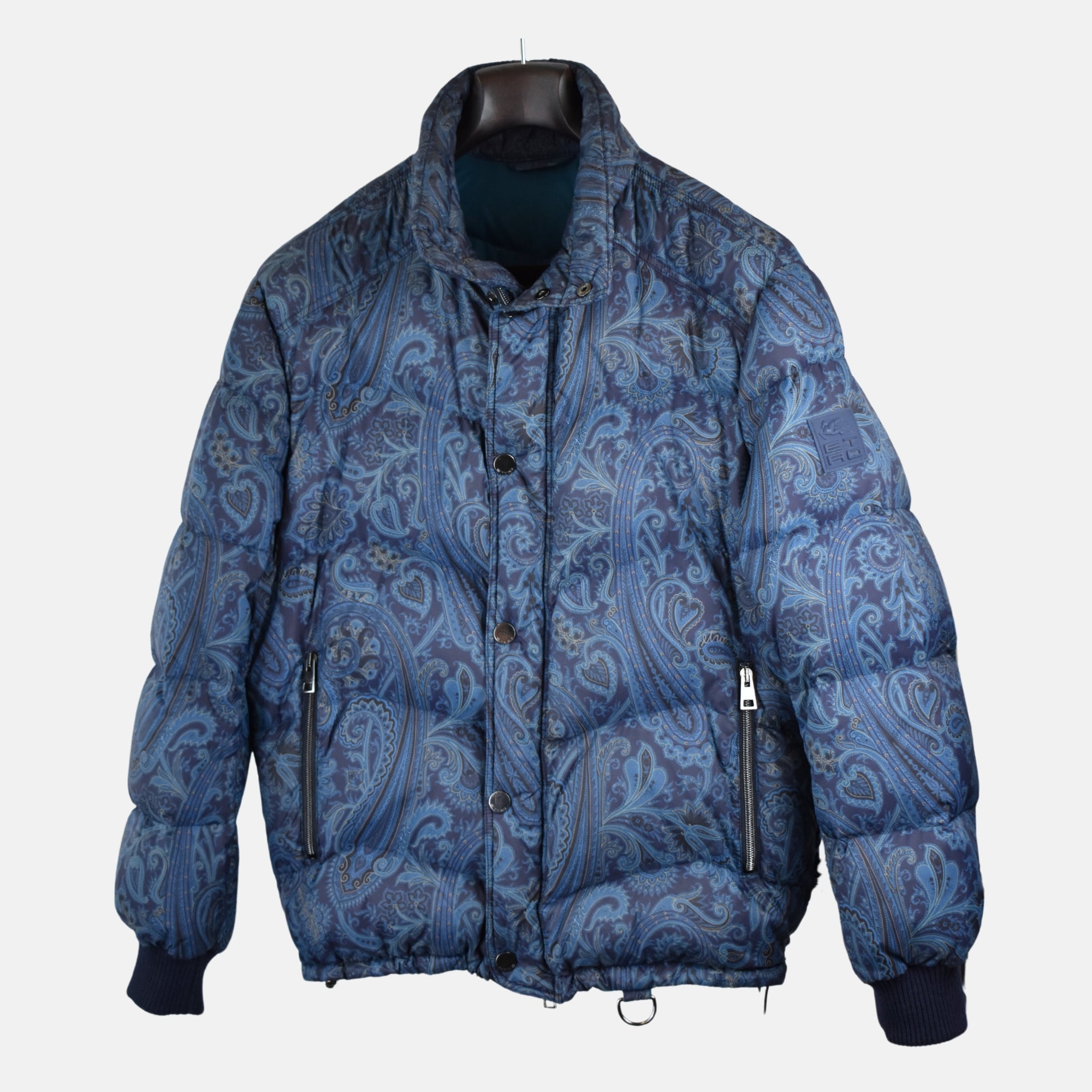 Blue Patterned Down Jacket made of Polyamide (S)