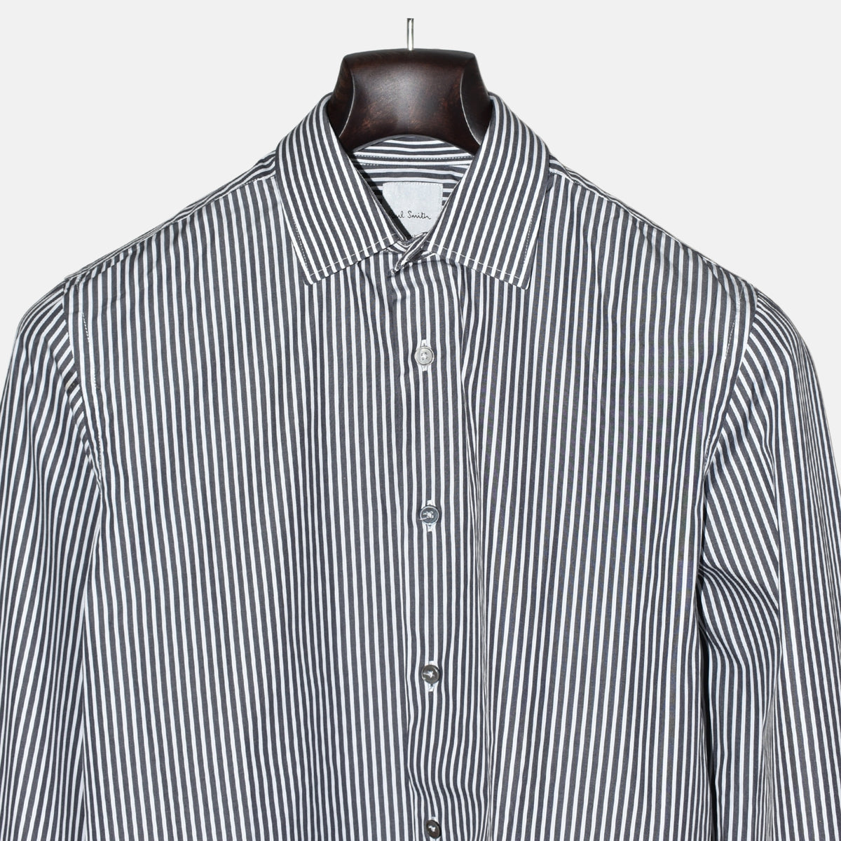 Gray-White Striped Shirt made of Cotton (EU 48)