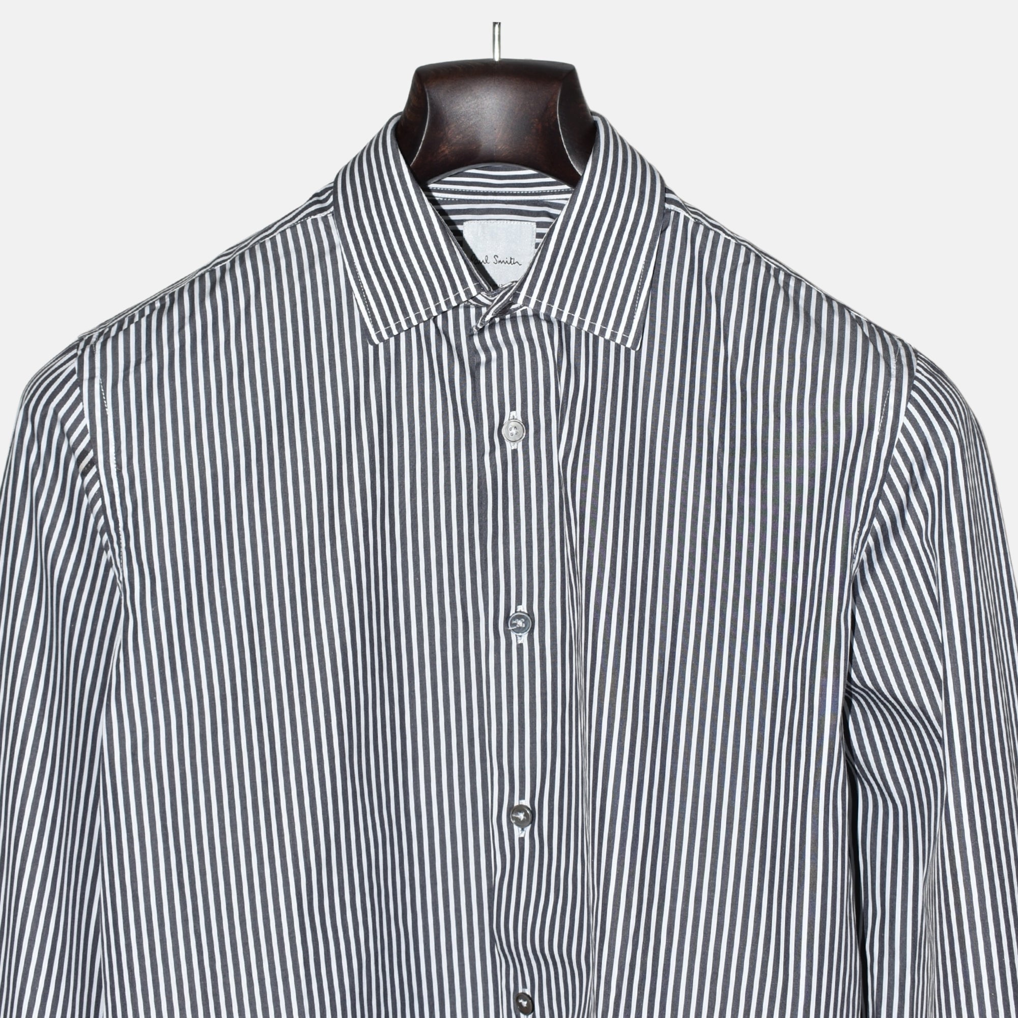 Gray-White Striped Shirt made of Cotton (EU 48)