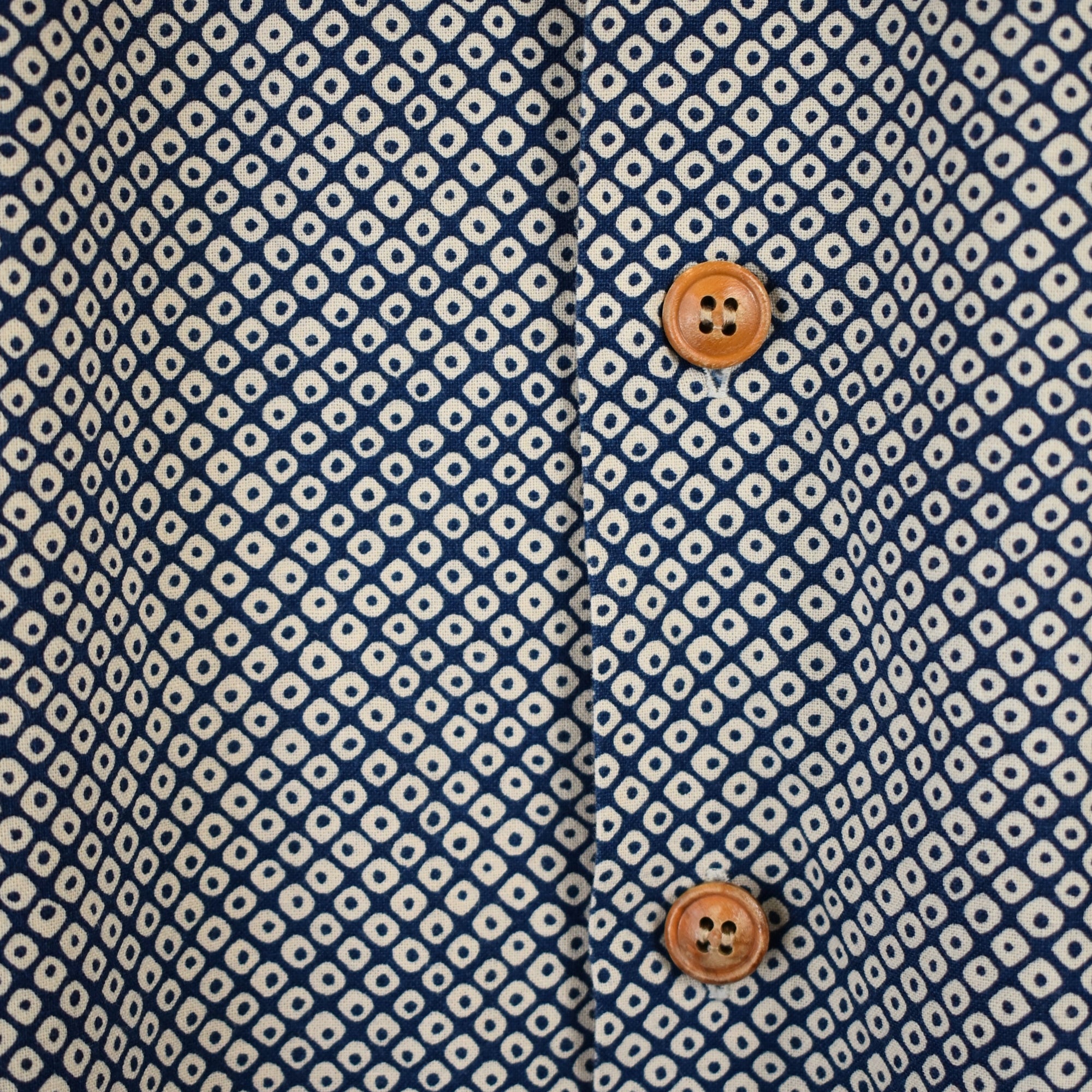 Blue/Beige Patterned Short-Sleeve Shirt made of Cotton (XL)