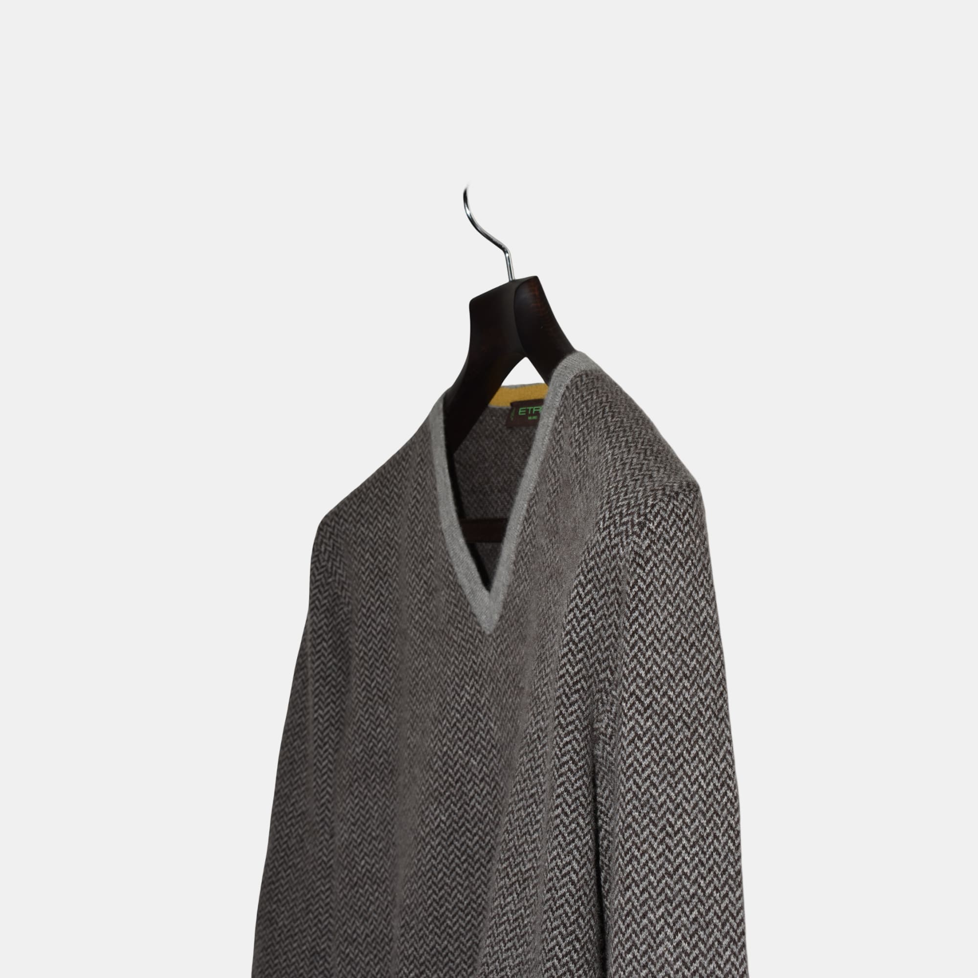 Brown/Gray Herringbone Sweater made of Cashmere (M)