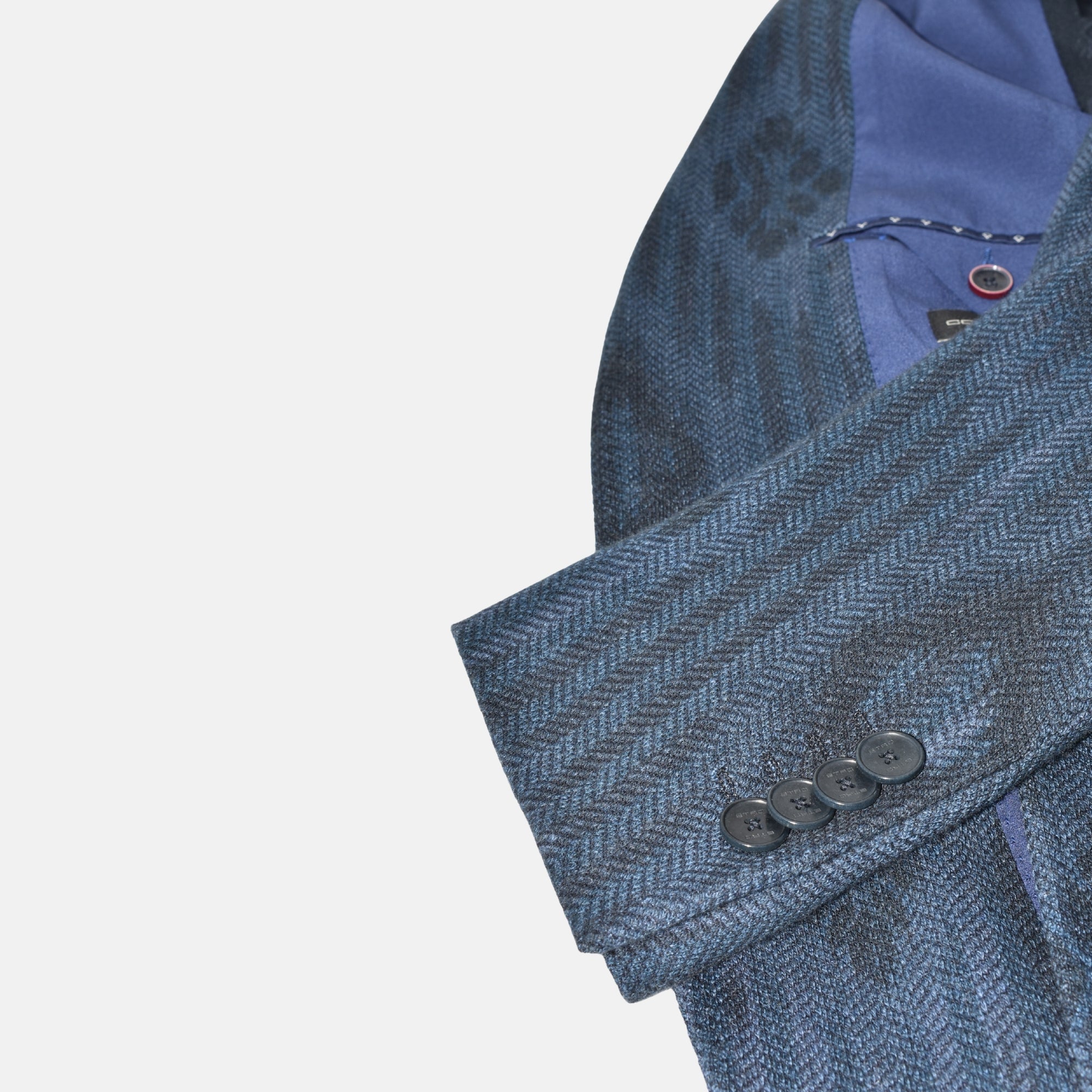 Blue Herringbone Patterned Blazer made of Cotton/Polyamide/Elastane (EU 50)