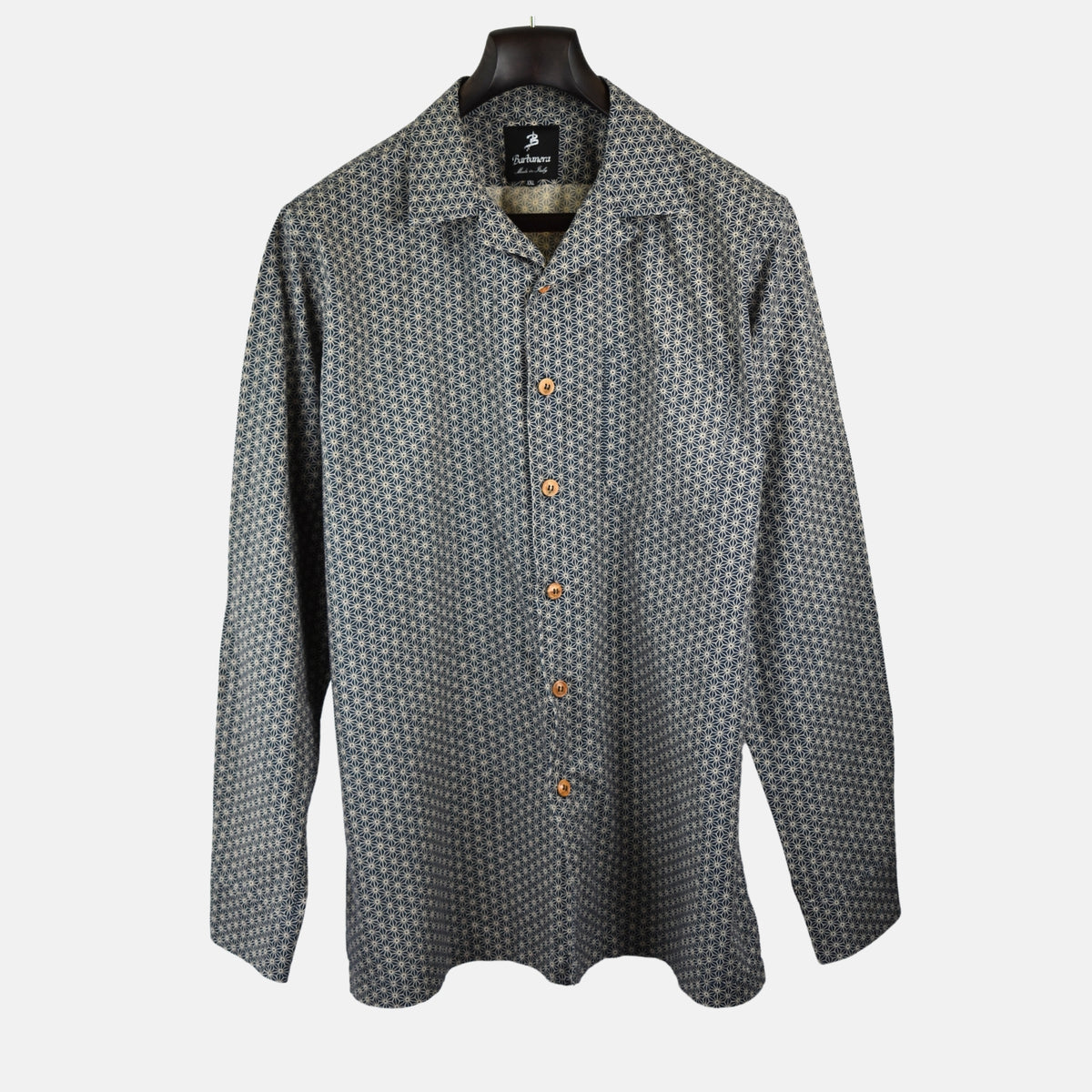 Blau-beige gemustertes Hemd aus Baumwolle (XXL)