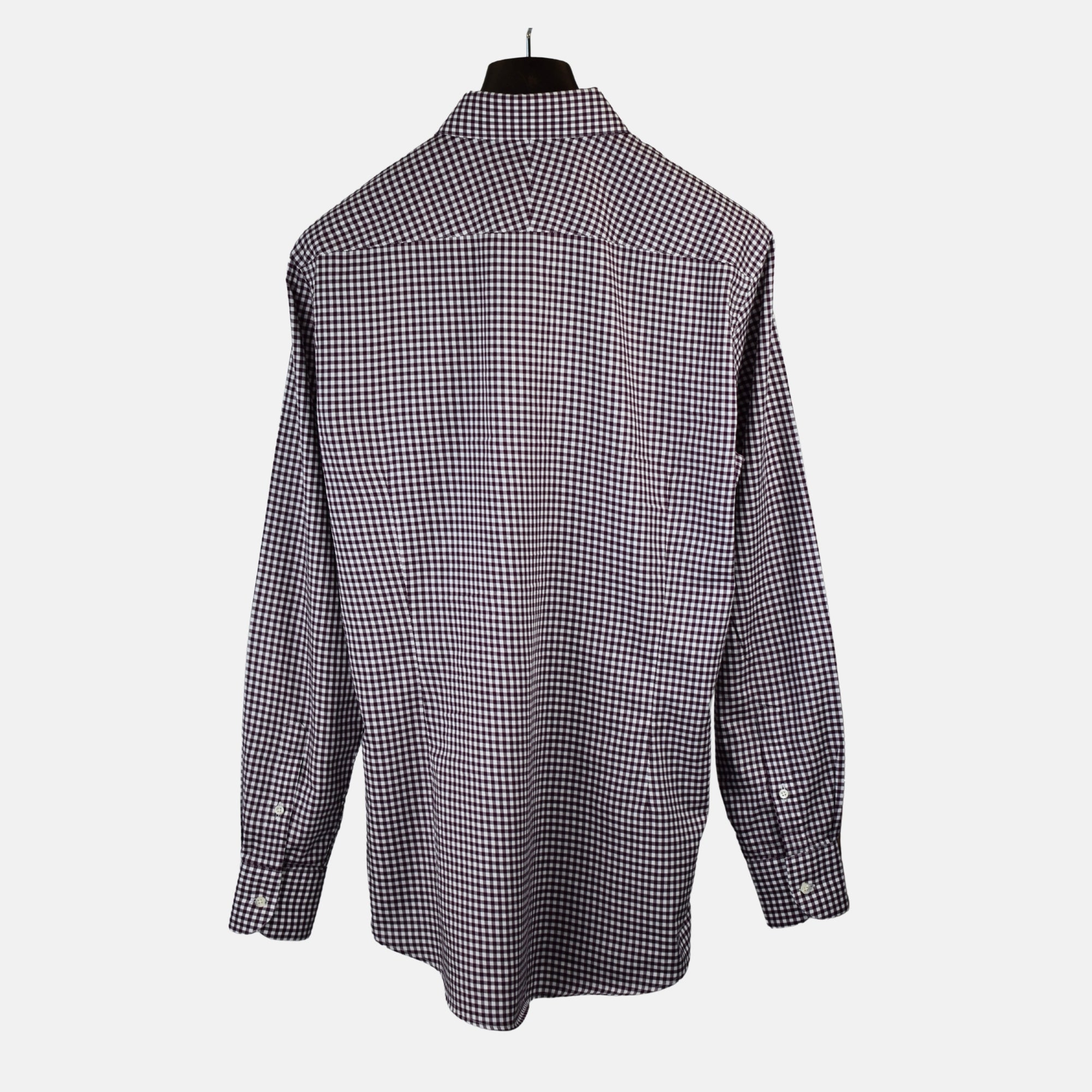 Bordeaux-White Checkered Shirt made of Cotton (EU 41)