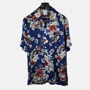 Mulicoloured Flowered Short-Sleeve Shirt made of Cotton (XL)