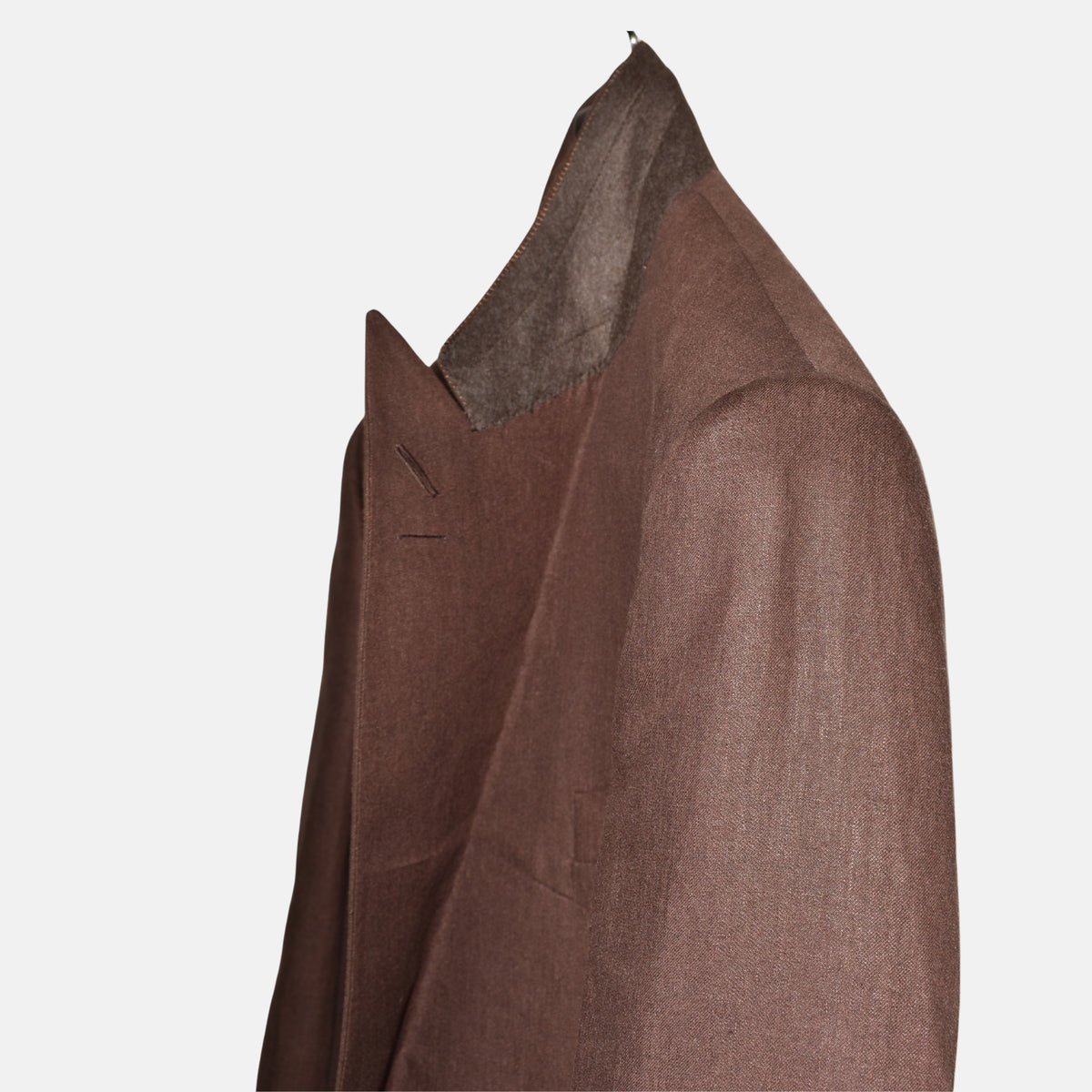 Brauner zweireihiger Blazer aus Leinen (EU 54)