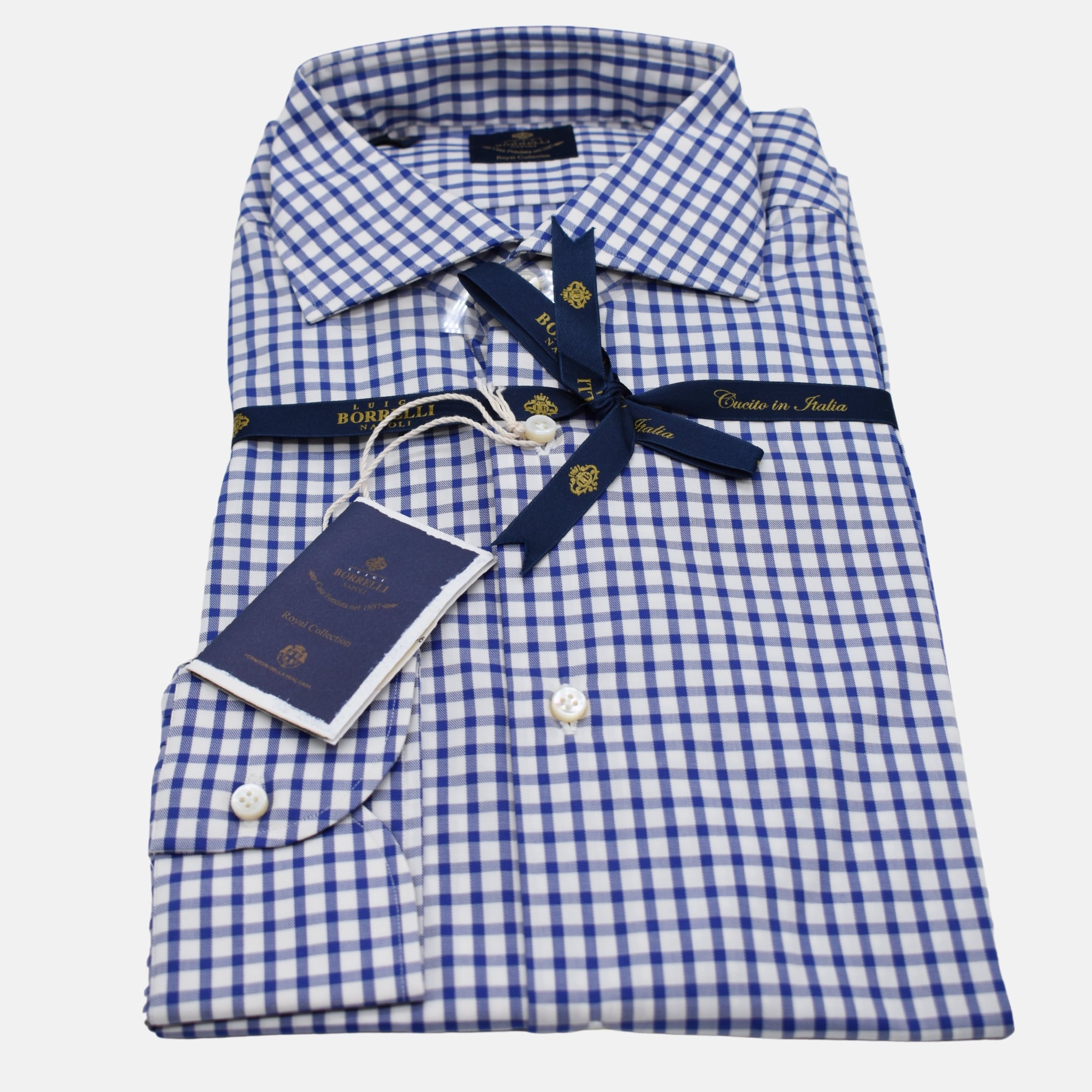 Blue/White Checked Shirt made Cotton (EU 42)
