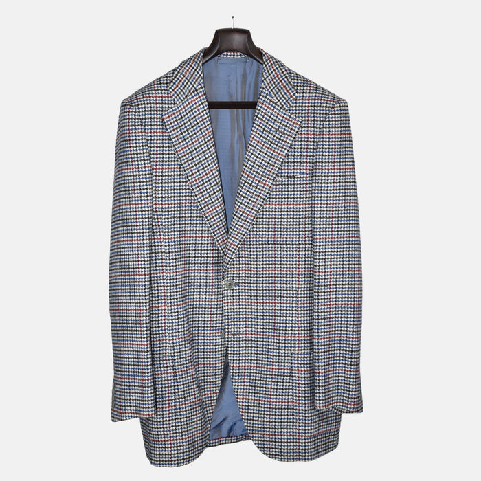 Multicoloured Houndstooth Patterned Blazer made of Wool (EU 52L)