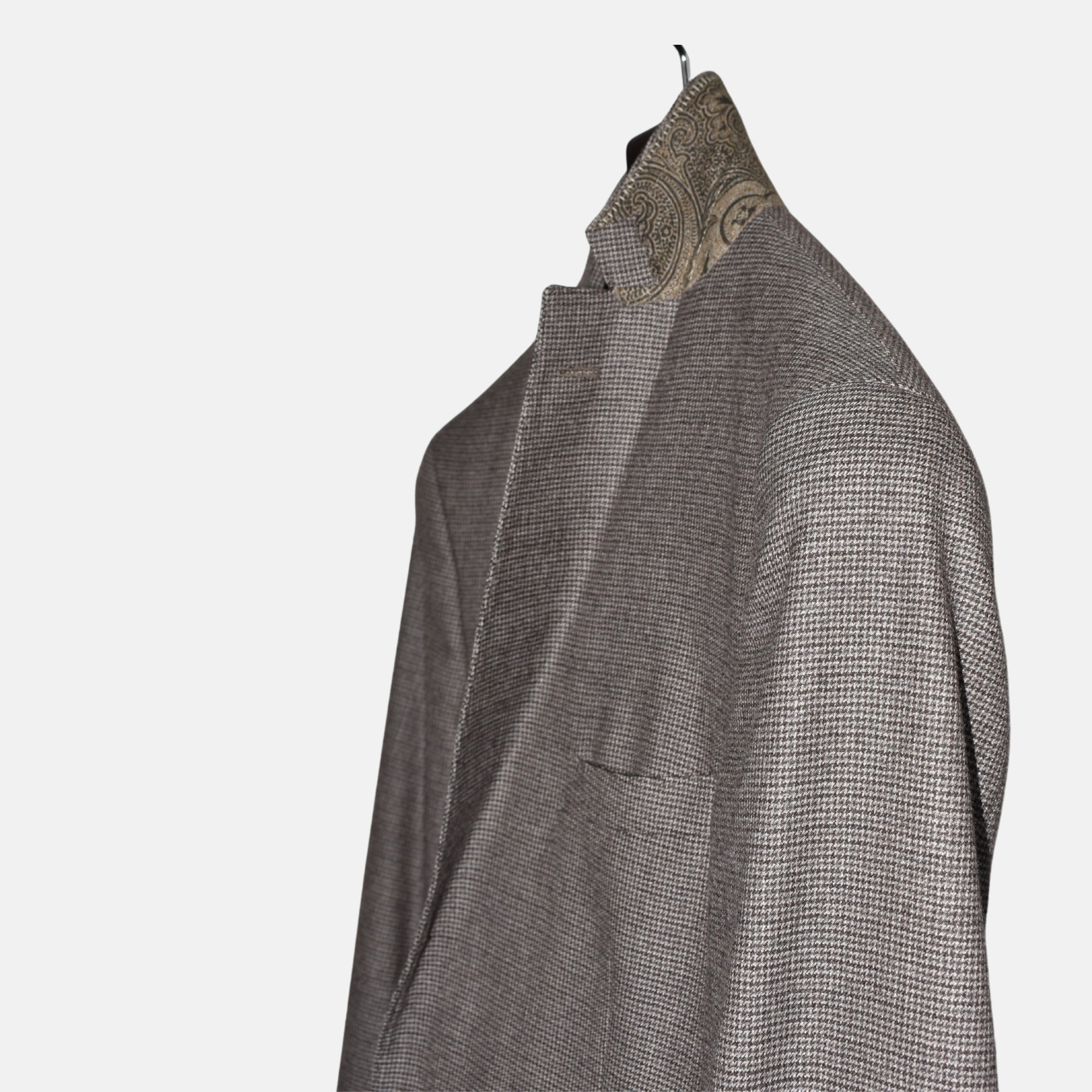 Brown-Gray Checkered Suit made of Wool ( EU 48)