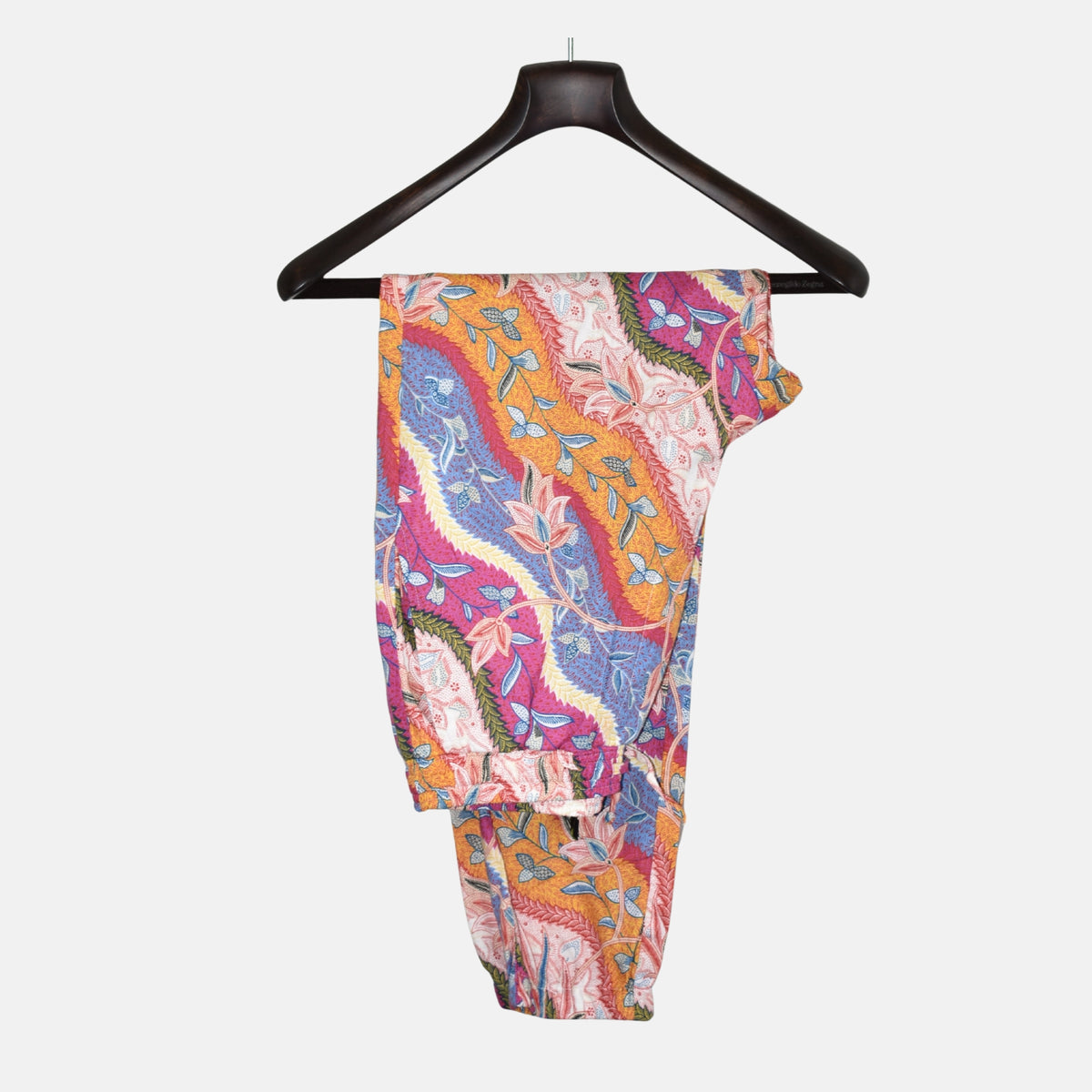 Multicoloured Flowered Pants made of Linen (EU 46)