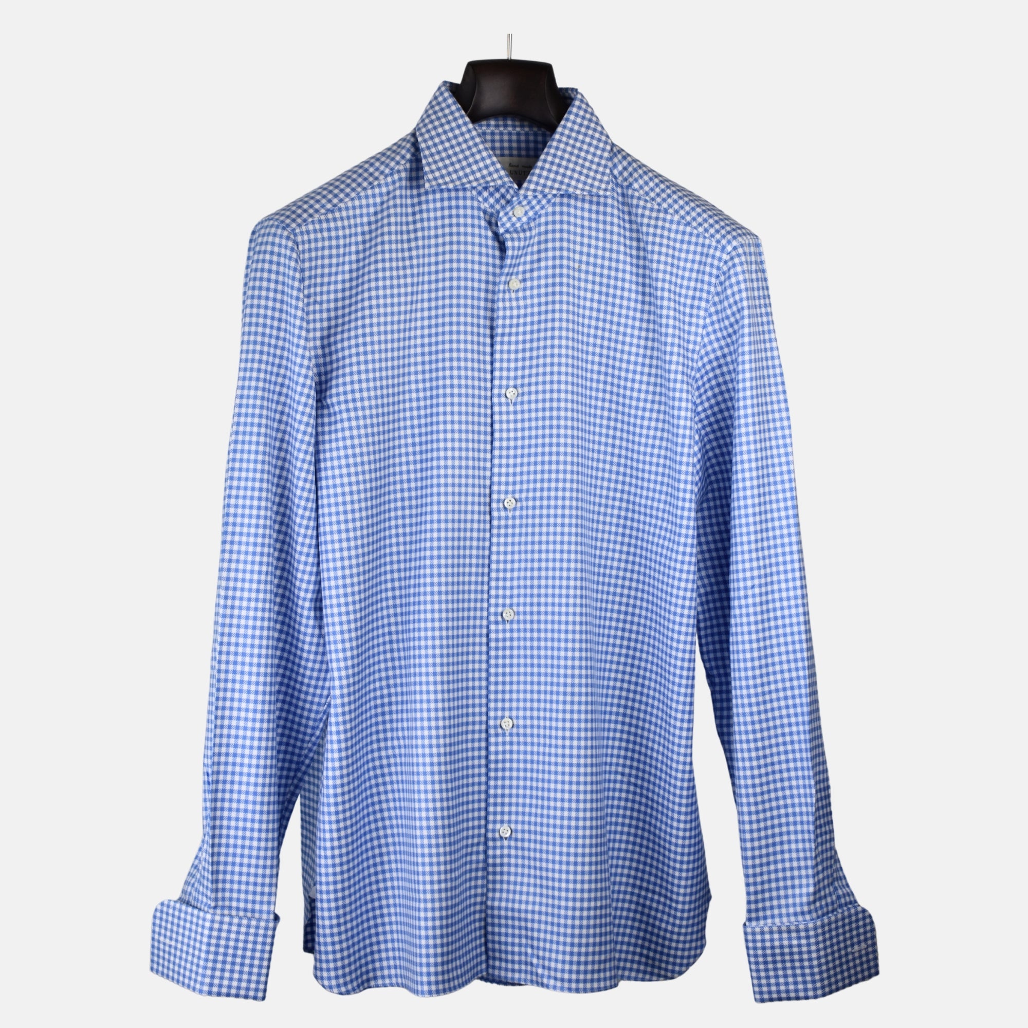 Blue/White Checked Cuffed Shirt made Cotton (EU 42)