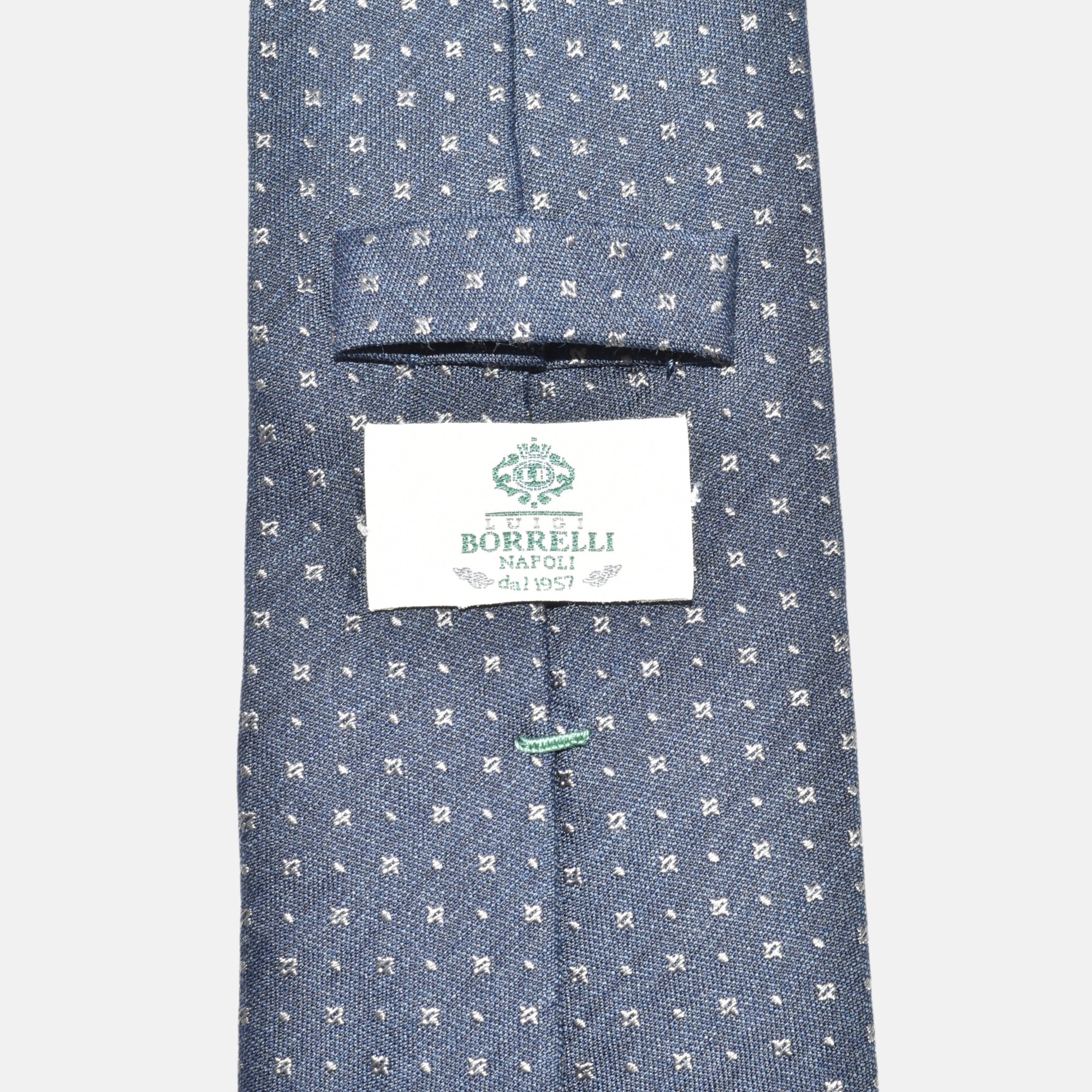 Navy Patterned Tie made of Silk/Virgin Wool