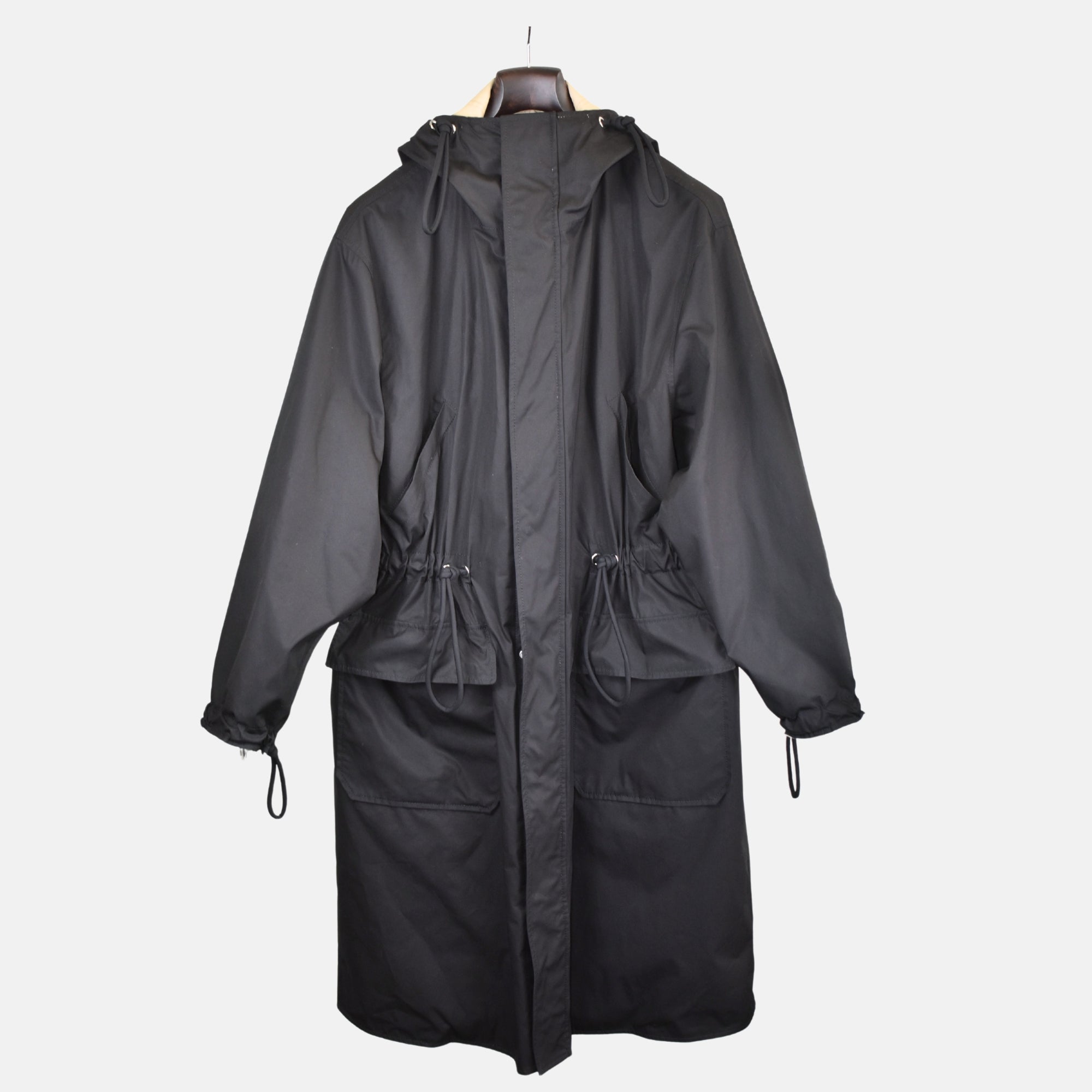 Black Hooded Coat made of Cotton (EU 46)