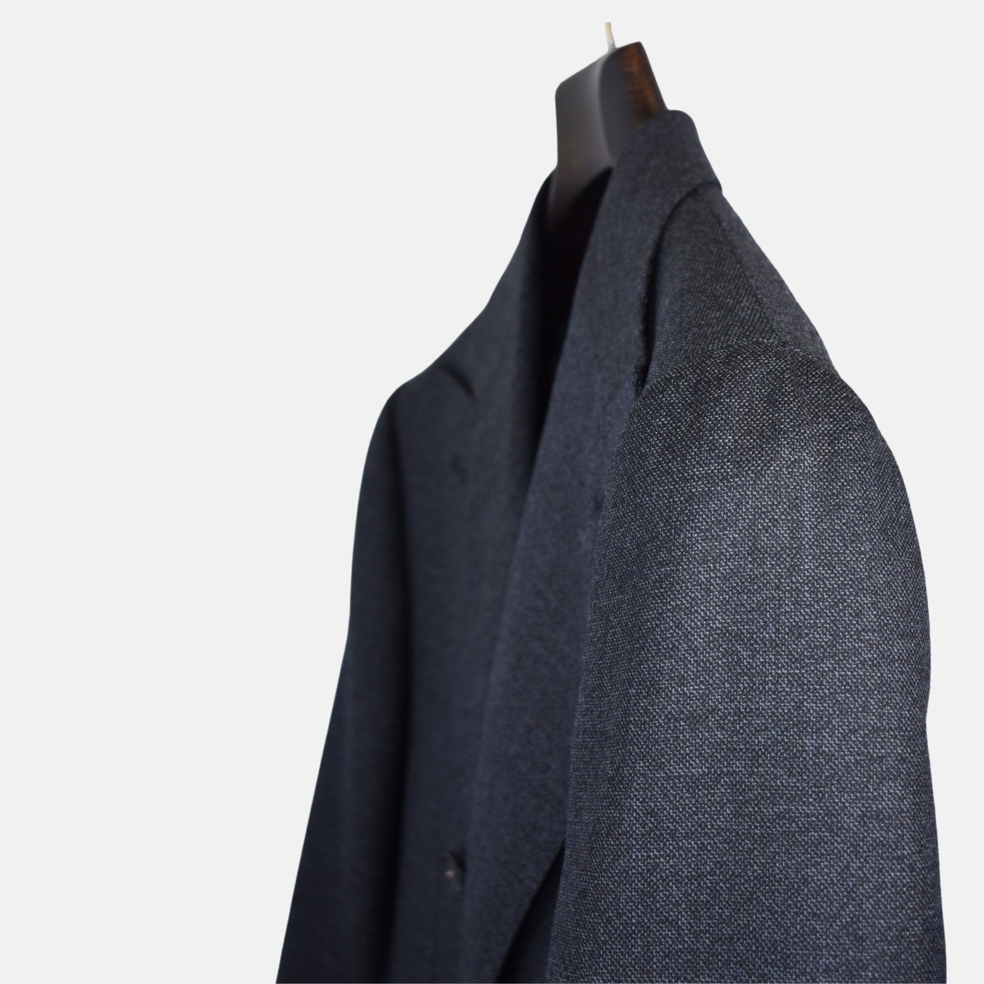 Dark Blue Patterned Double-Breasted Suit made of Wool (EU 46)