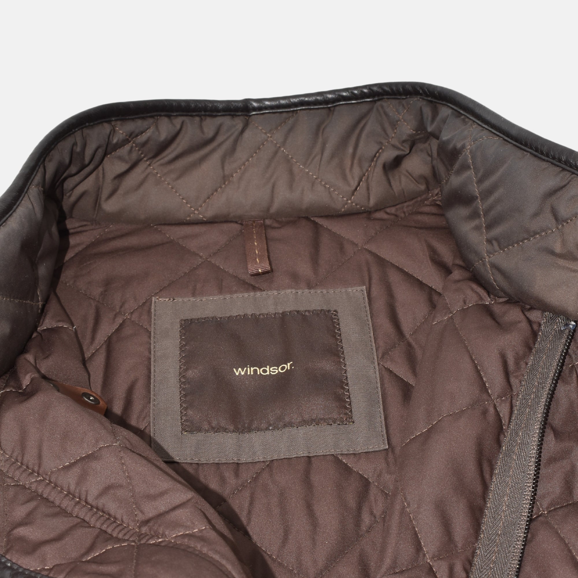 Brown Quilted Jacket made of Polyester/Leather Details (EU 52)