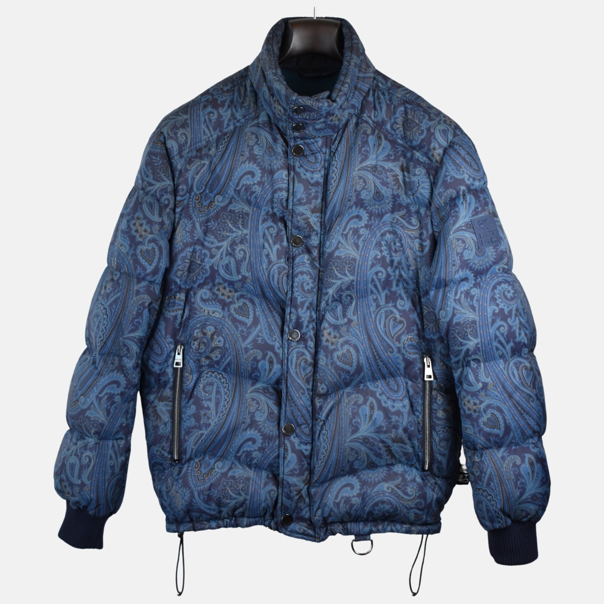 Blue Patterned Down Jacket made of Polyamide (S)