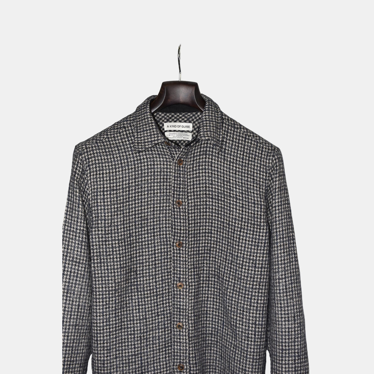 Gray Houndstooth Overshirt made of Virgin Wool/Polyamide (M)