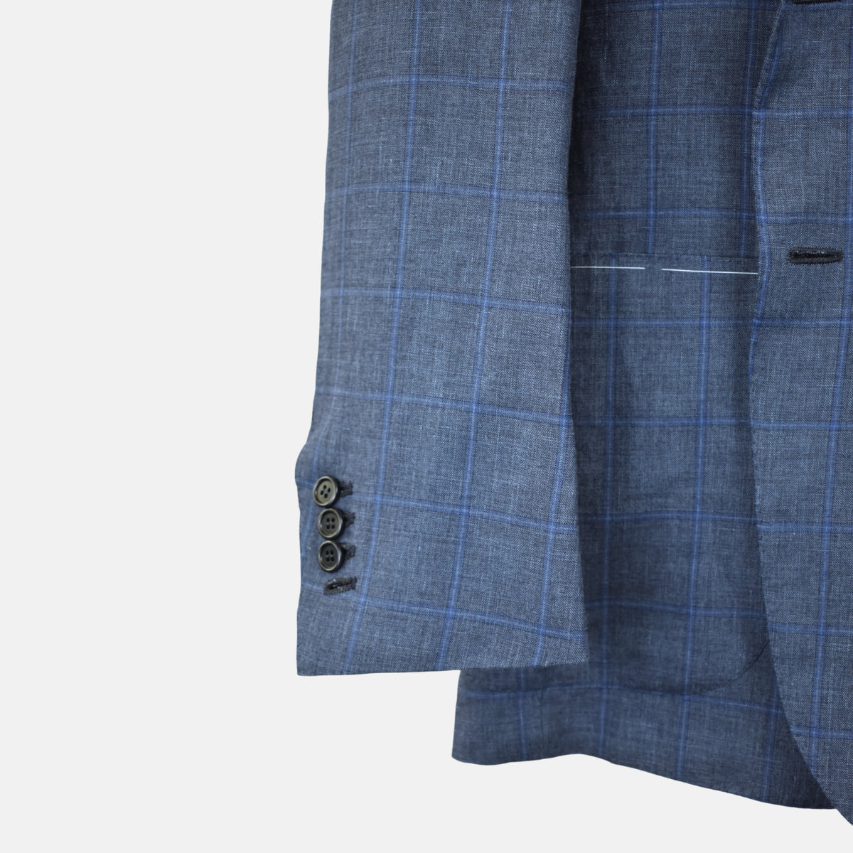 Blue Checkered Blazer made of Linen/Silk (EU 50)